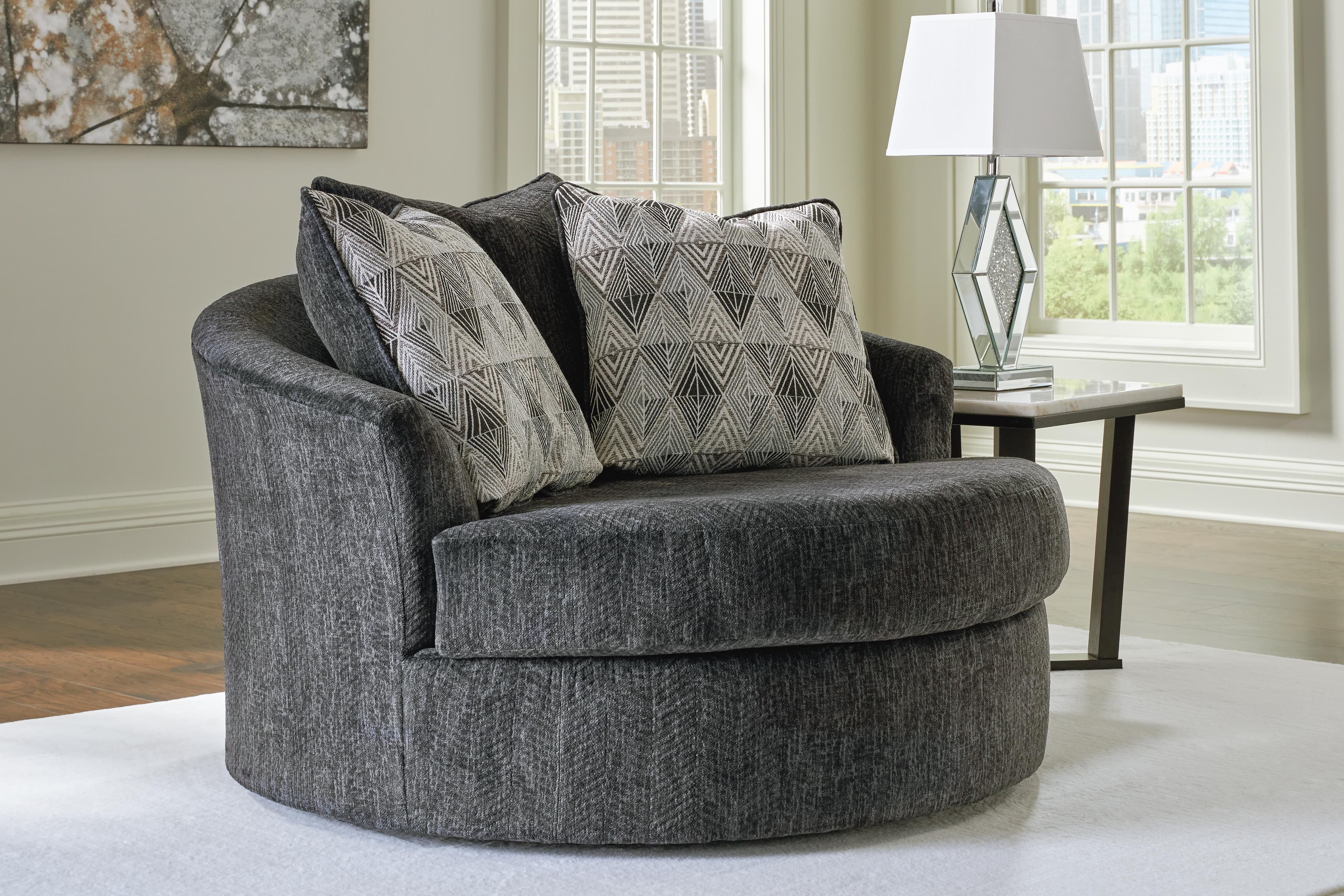 Biddeford Oversized Swivel Chair and Ottoman