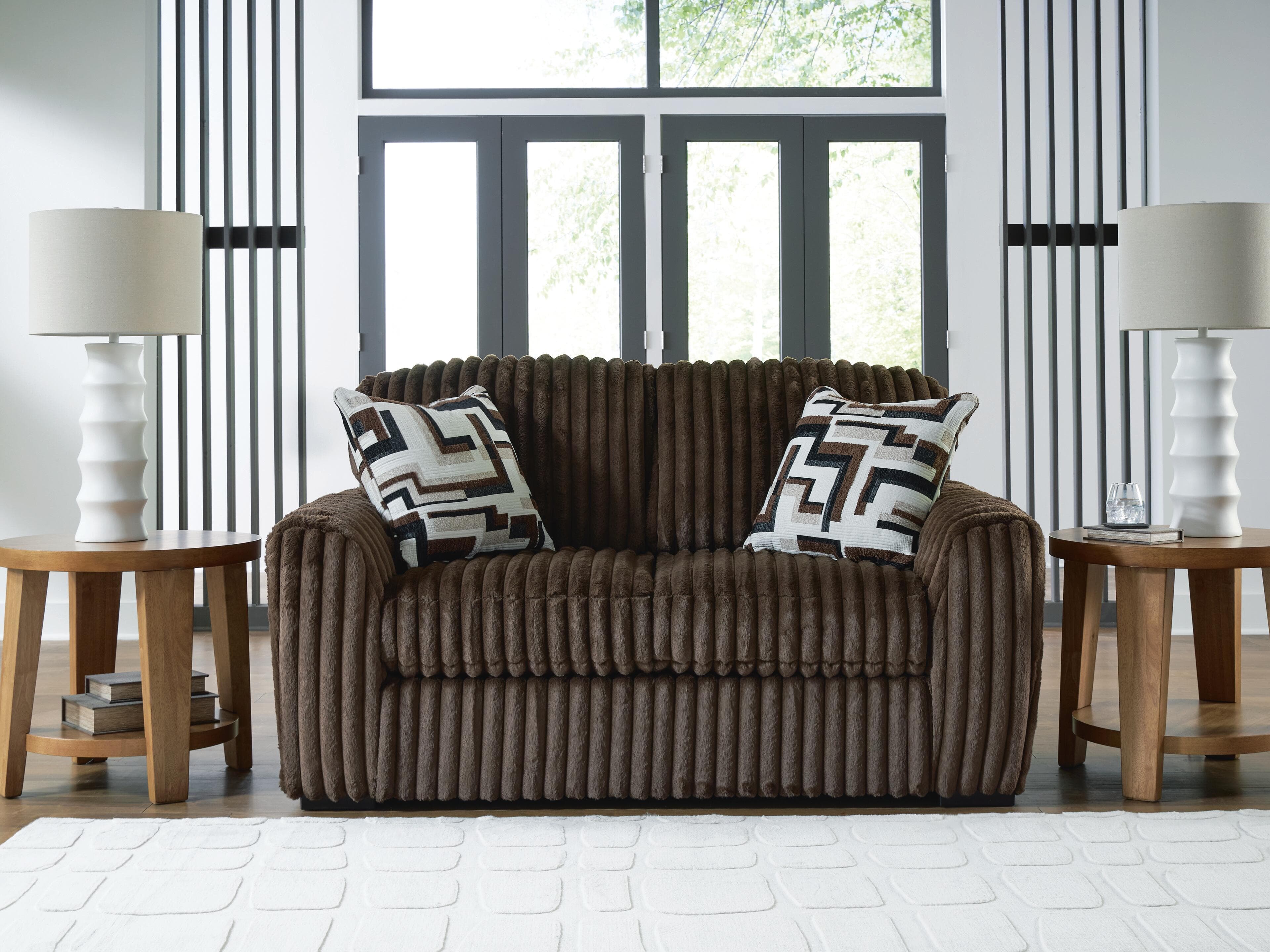 Midnight-madness Loveseat, Oversized Chaise and Ottoman