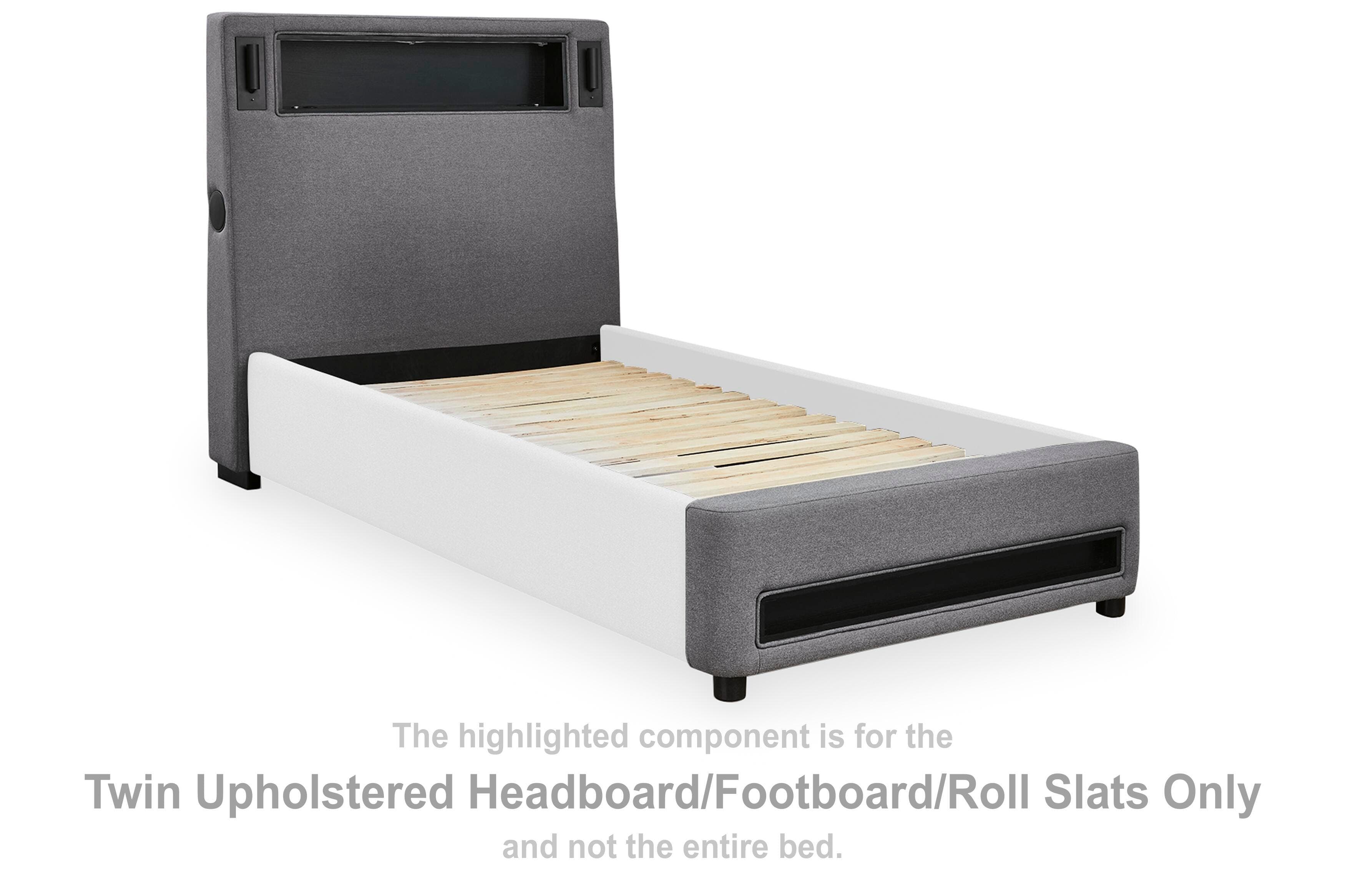 Verishaw Twin Upholstered Bed with Wireless Audio