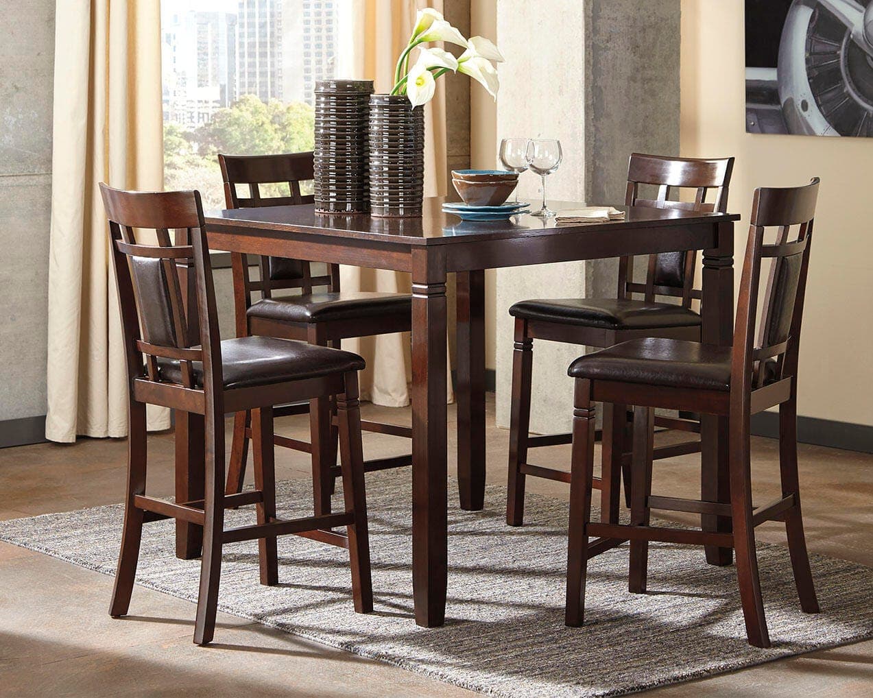 Bennox Counter Height Dining Table and Bar Stools (set of 5)