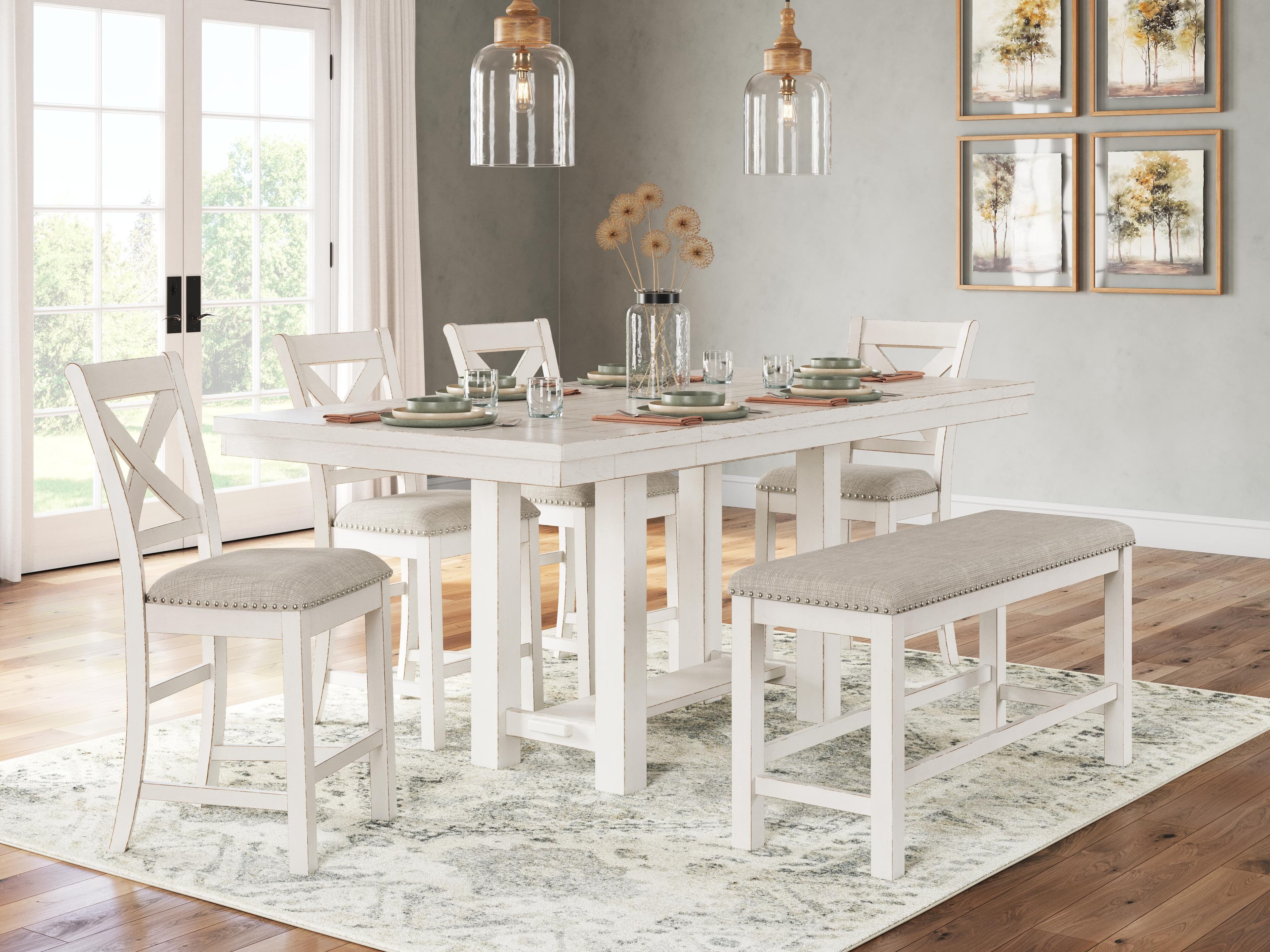 Robbinsdale Counter Height Dining Table, 4 Barstools and Bench