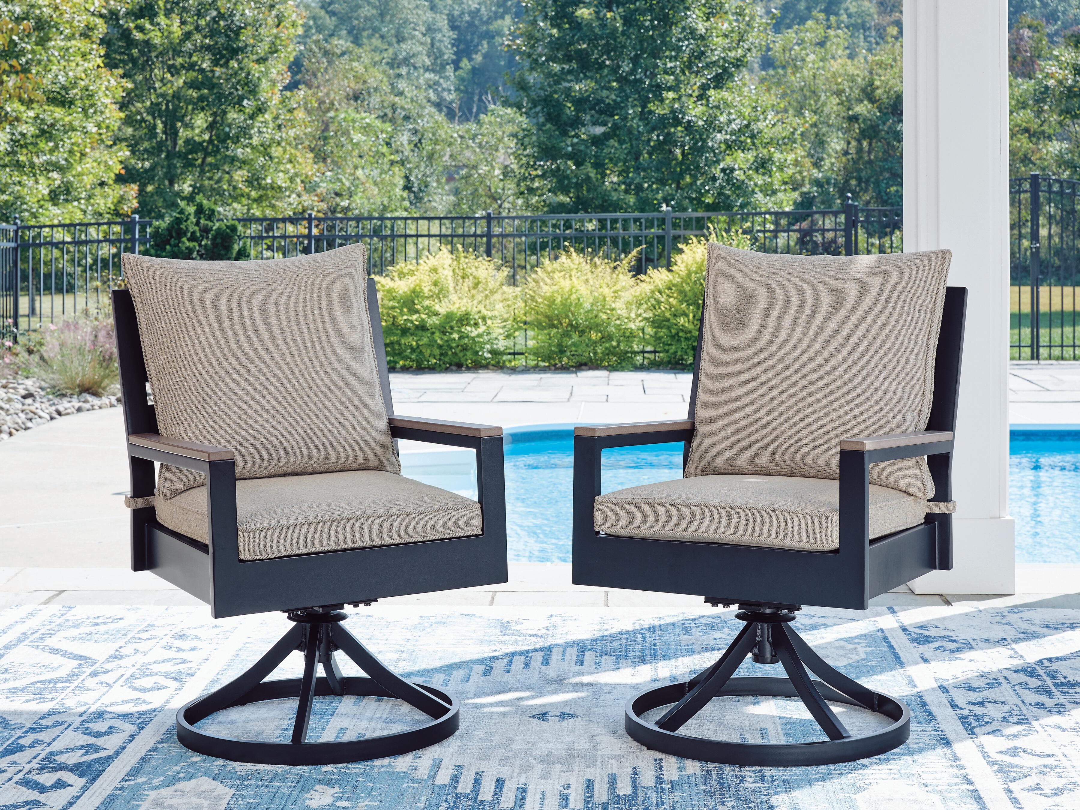 East Beach Outdoor Swivel Chair with Cushion (set of 2)