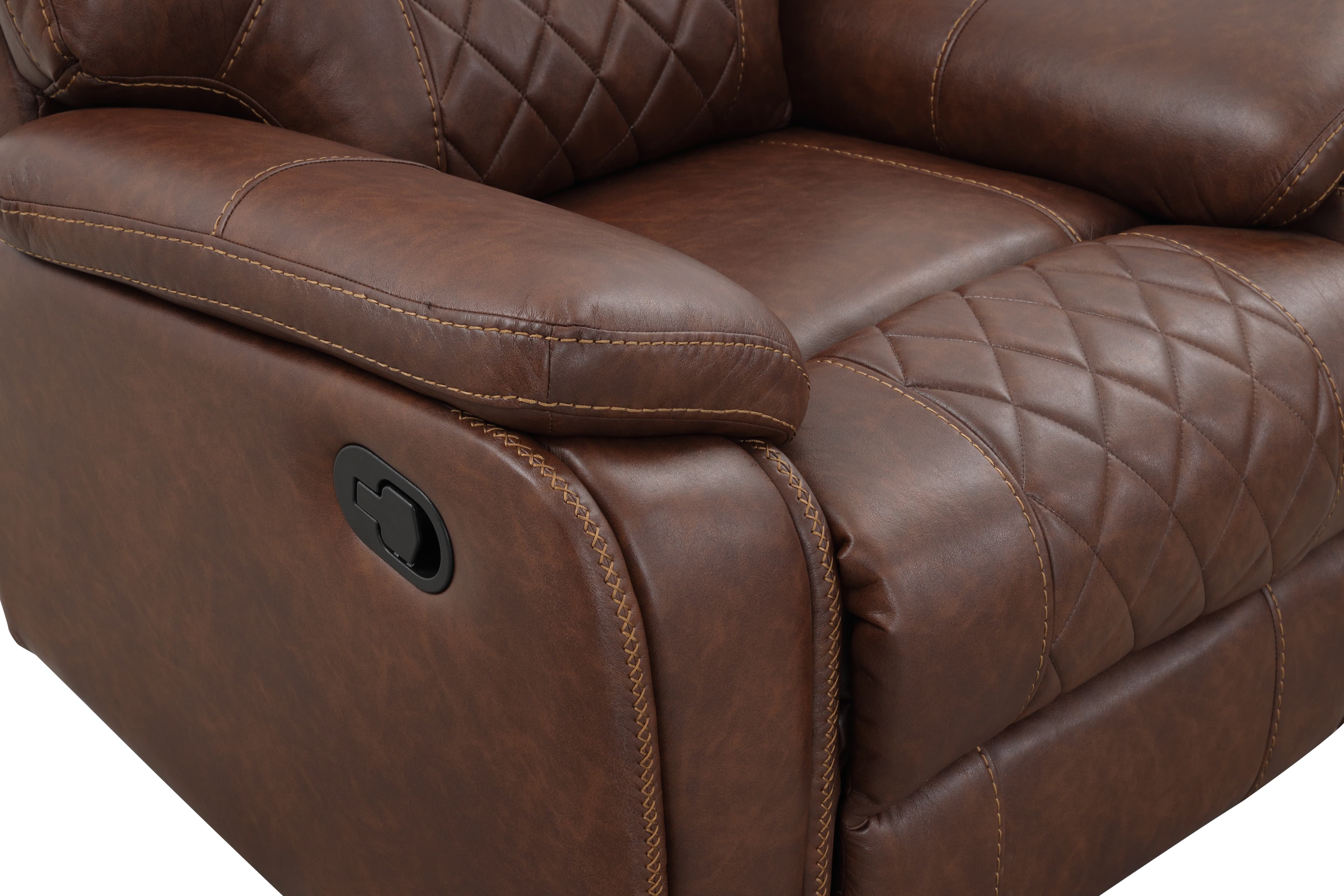 Manual Reclining Chair Leona Saddle Brown