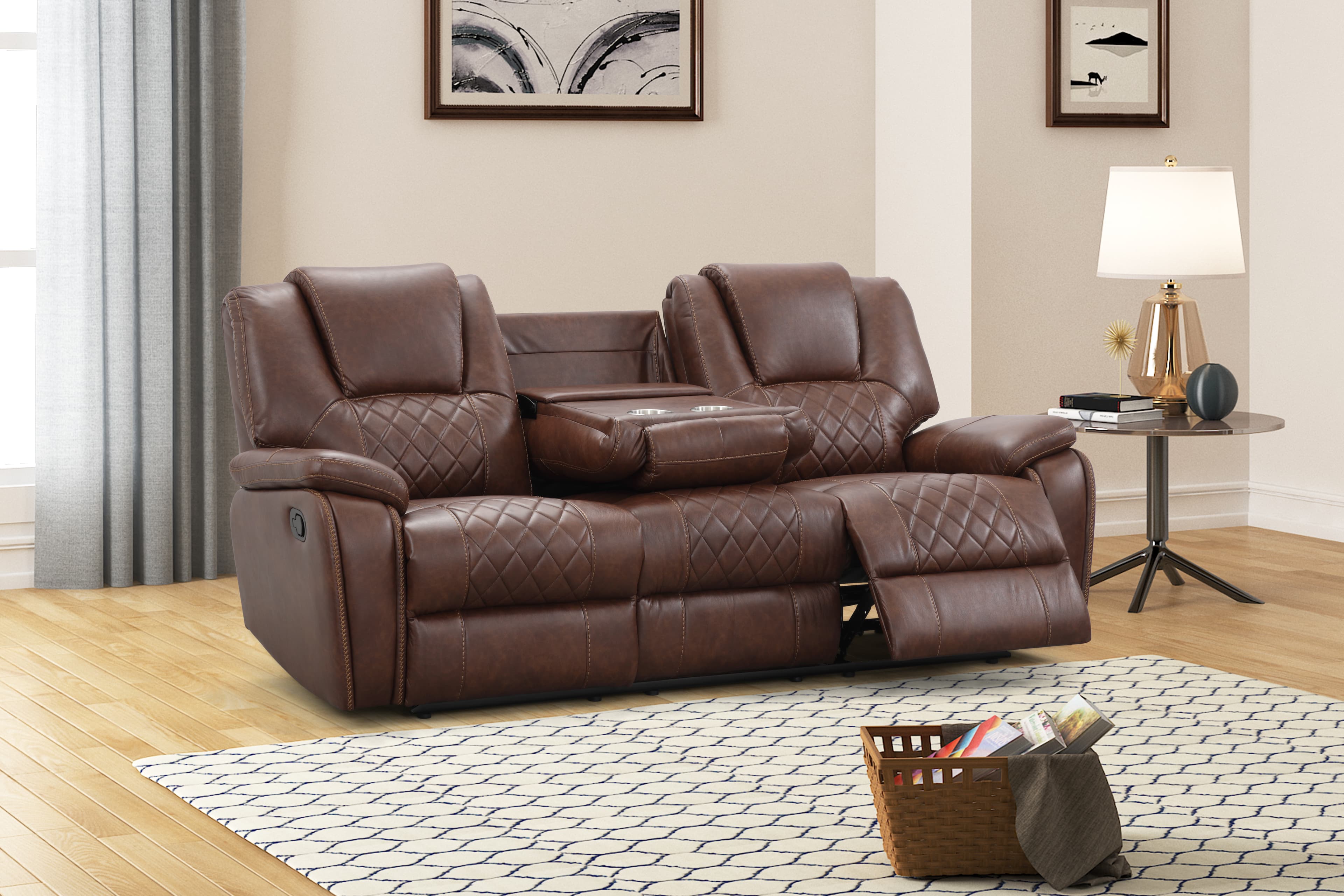 3 PC Sofa/ Love/ Chair Leona Saddle Brown