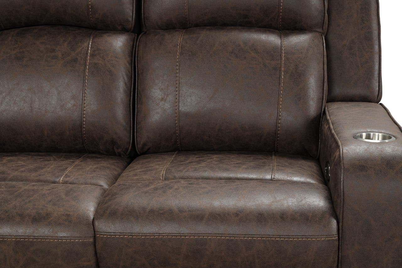 Power Console Love Seat Brown
