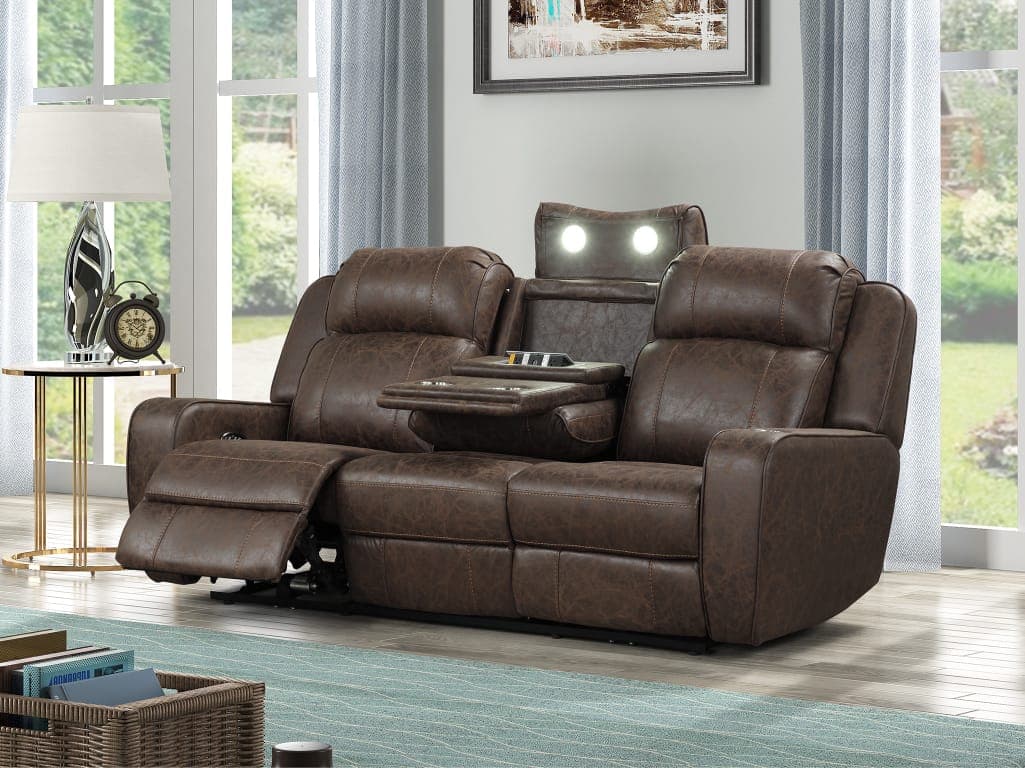 Power Dual Reclining Sofa Brown