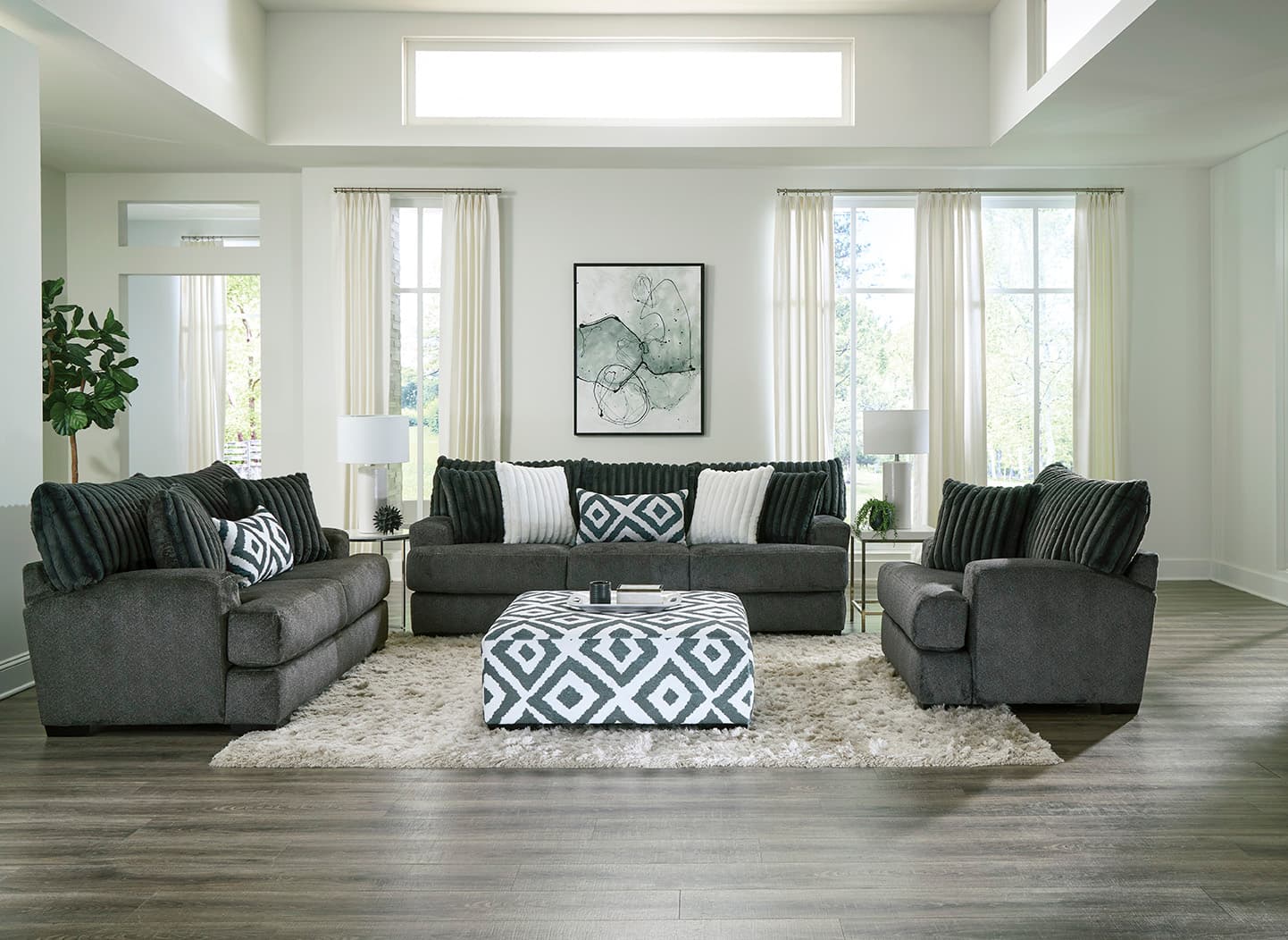 Sofa Tweed Silver Ivorymondo/MONDO Greyola/OLA Large Scale Silver & White