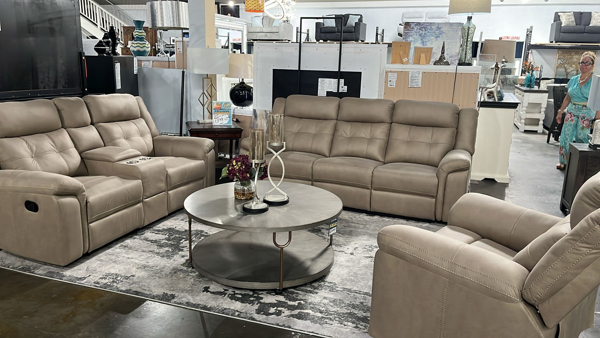 Fresno Sofa, Loveseat & Chair Set — Cream