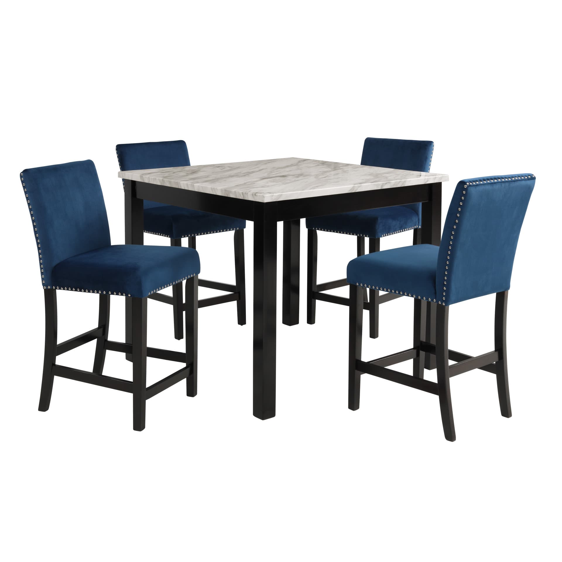 41-400 Celeste 5pc 42" Marble Finish Counter Table & 4 Chairs