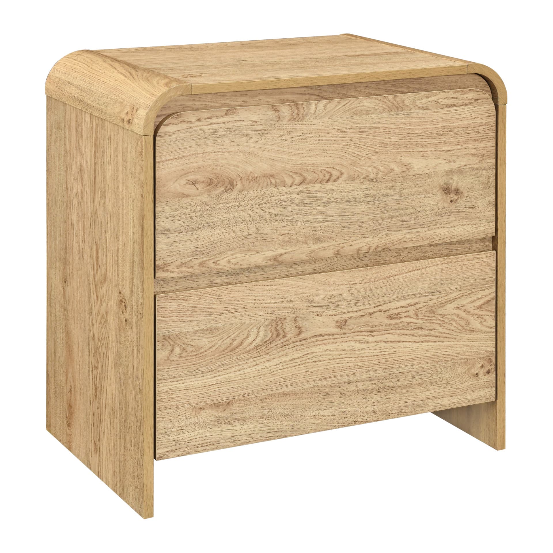 Mara Two Drawer End Table / Bedside Table, Natural