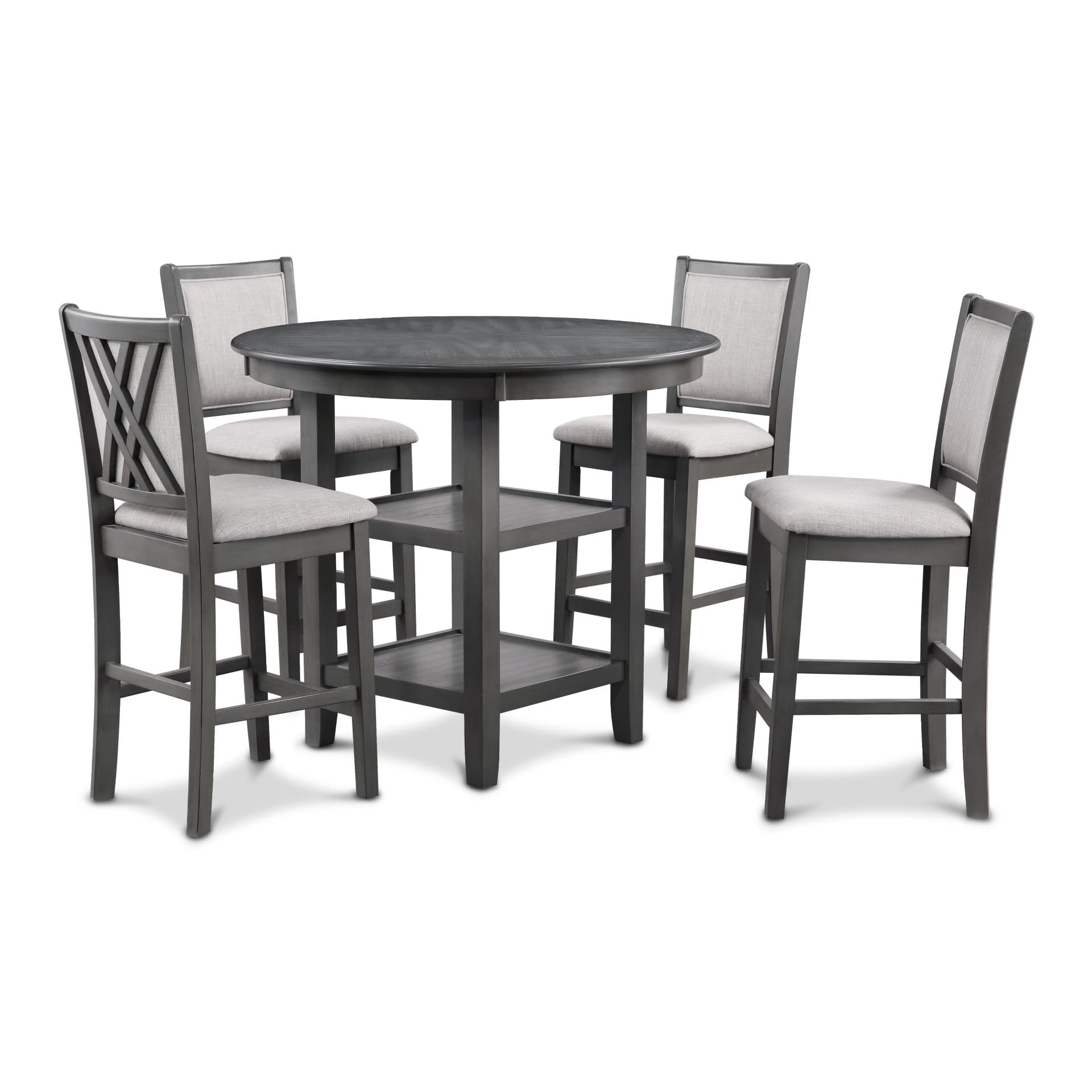 Amy 5-Piece 42" Round Counter Dining Set, Gray