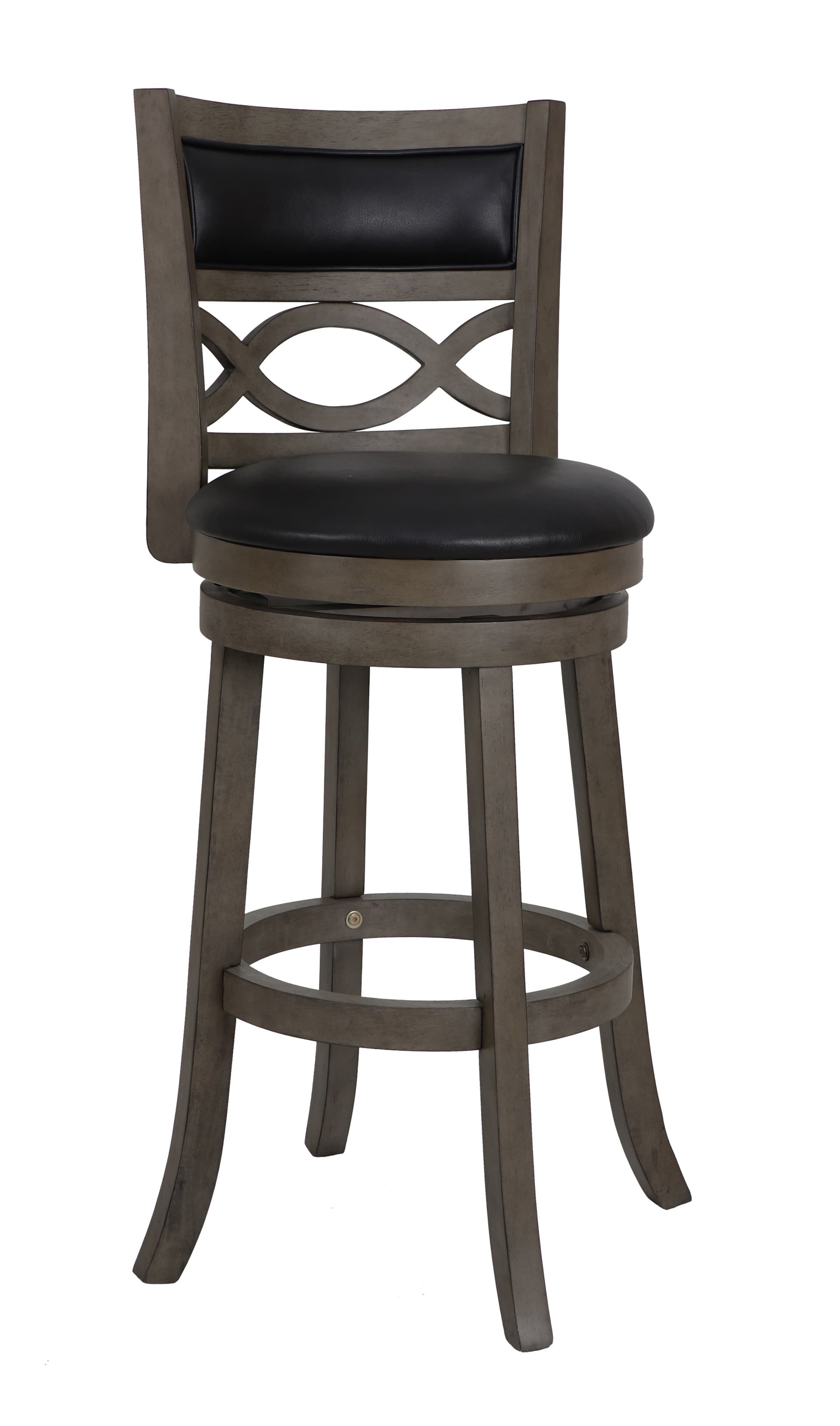 Manchester 29" Bar Stool with Black Pu Cushions, Gray