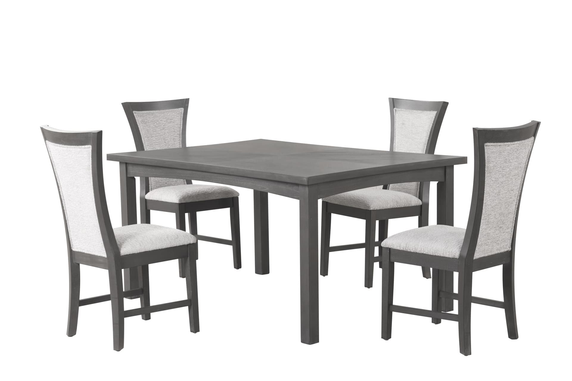 Flair 60" Dining Table & 4 Chairs (5-Piece Set), Gray