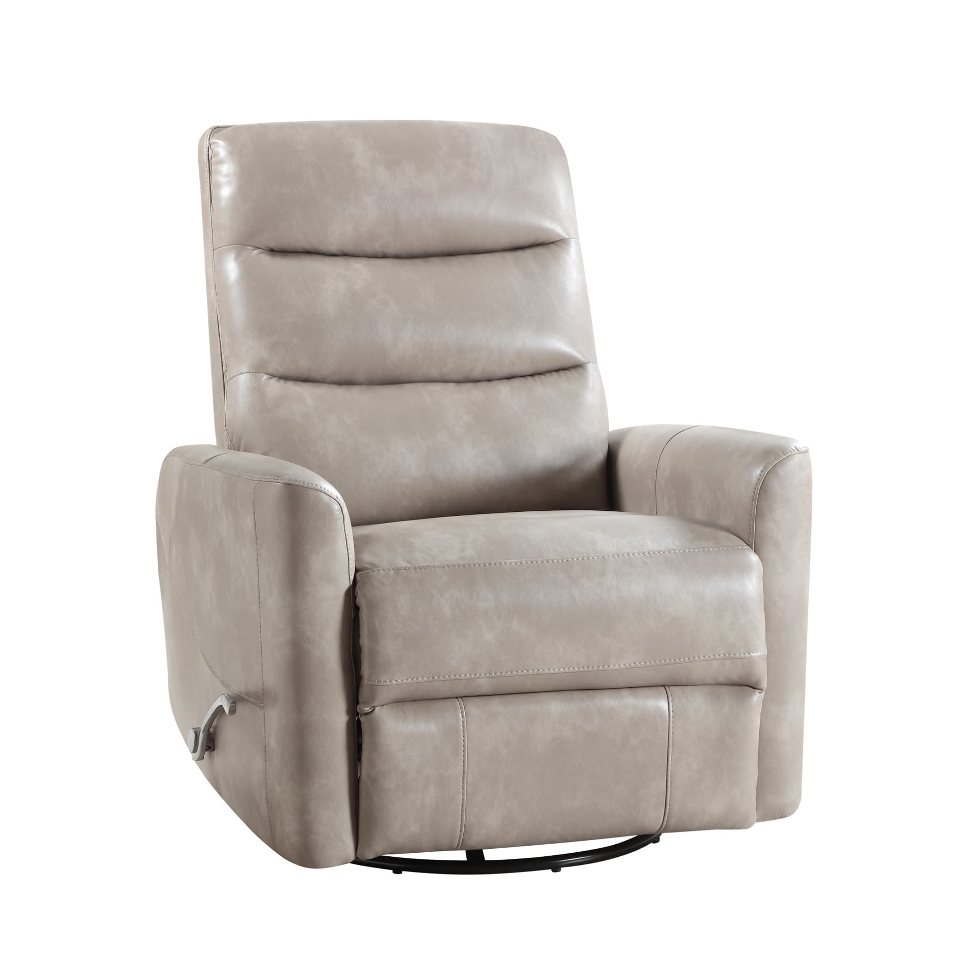 Takami Swivel Recliner, Gray Vegan Leather