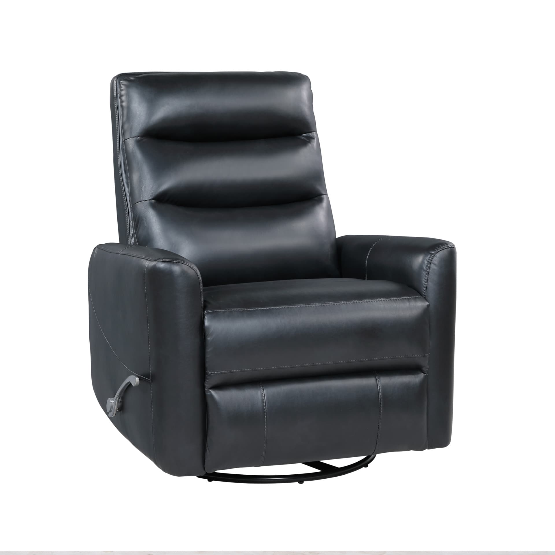 Takami Swivel Recliner, Black Vegan Leather