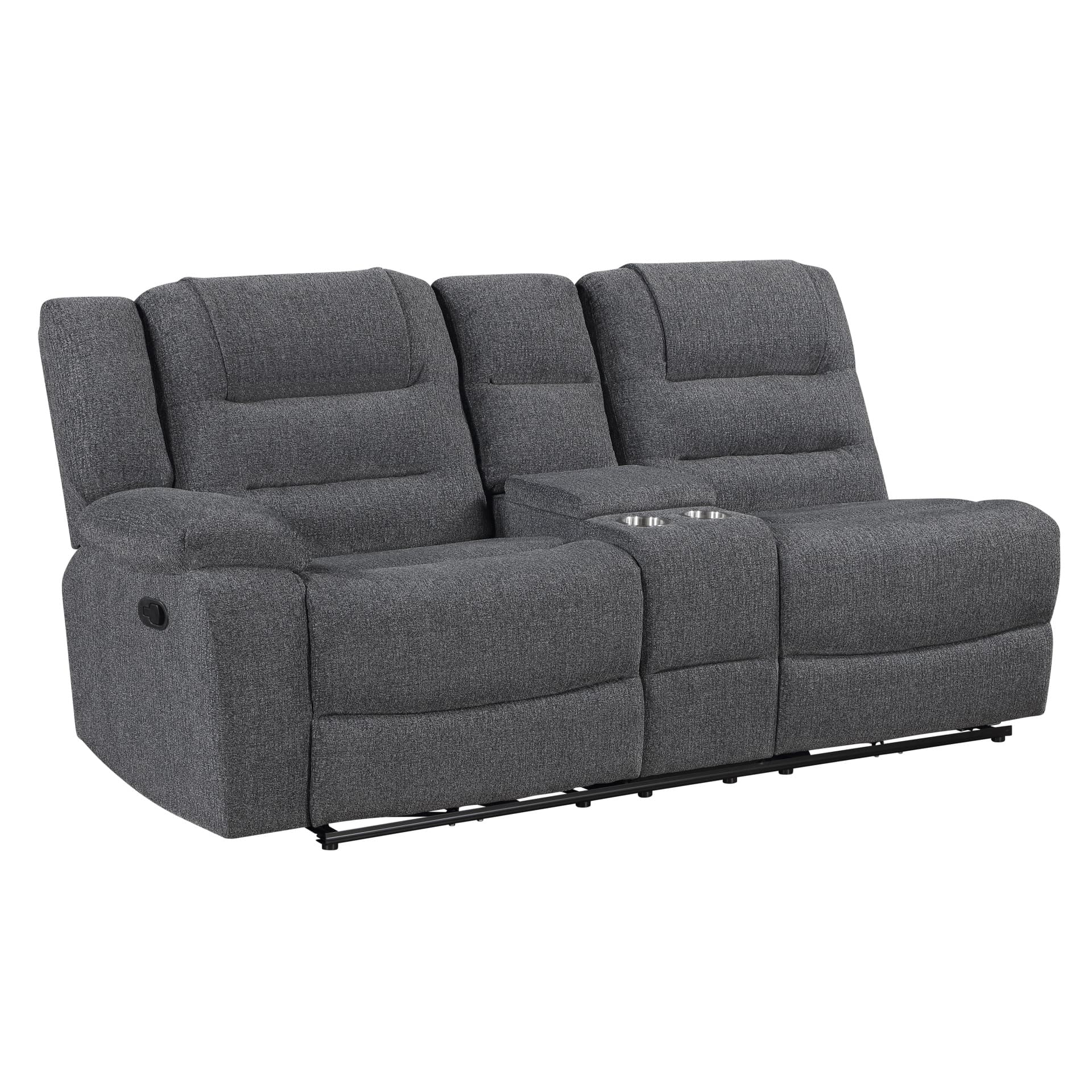 Redondo Left-Arm Facing Console Loveseat with 2 Recliners, Dark Gray