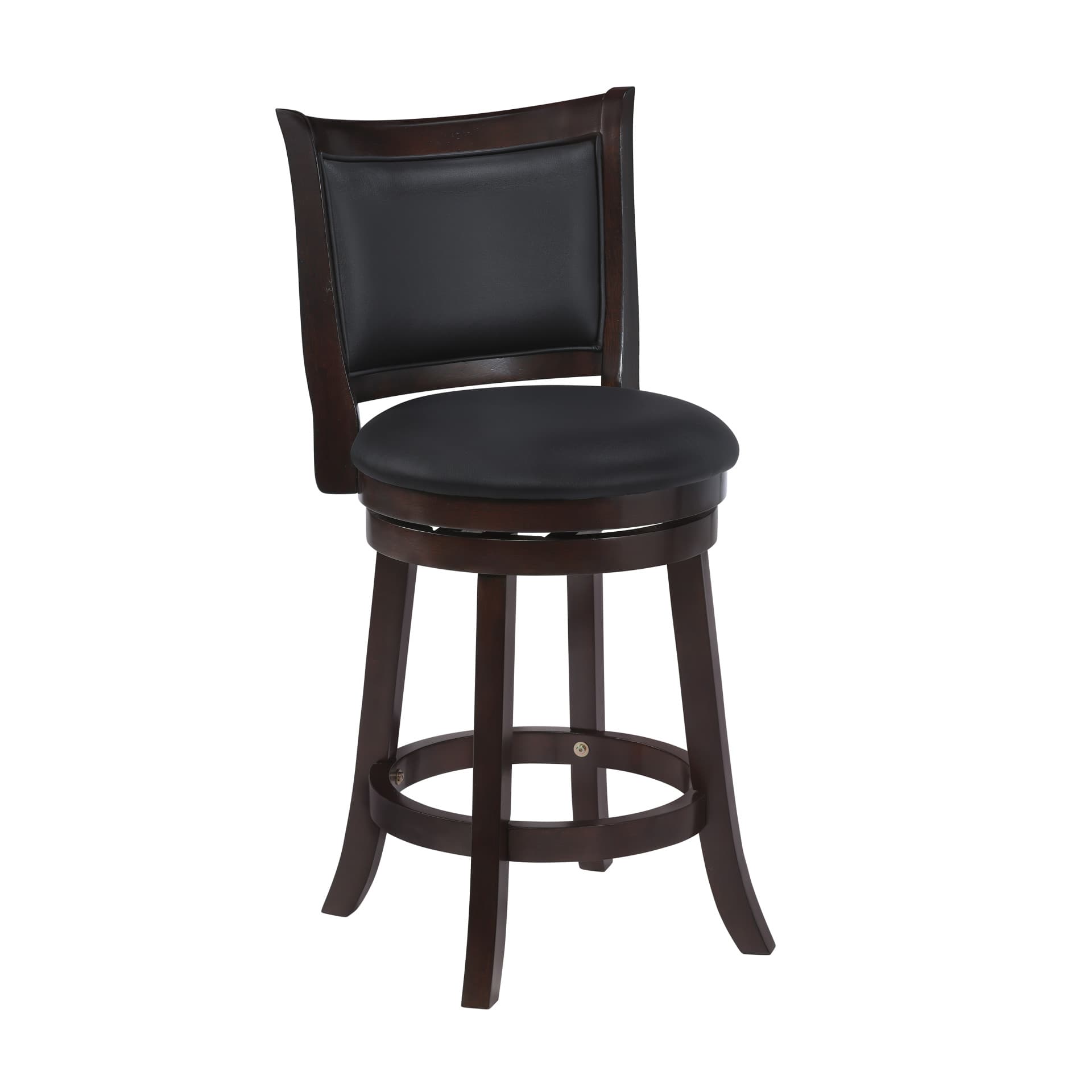 Bristol 24" Counter Stool with Black Pu Cushions, Dark. Brown