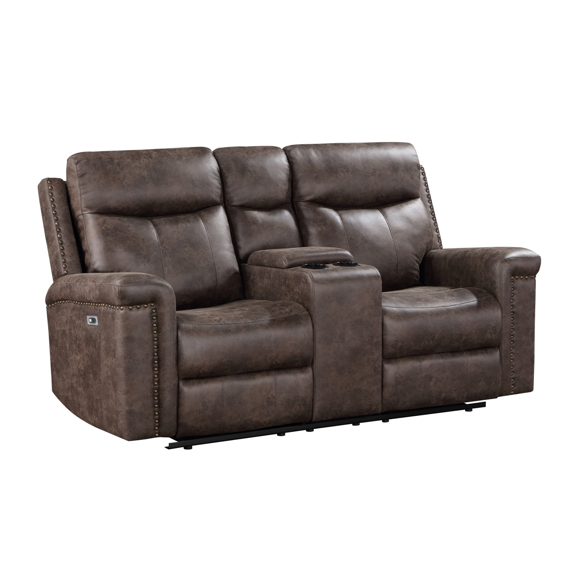 Quade Console Loveseat with Power Fr, Mocha