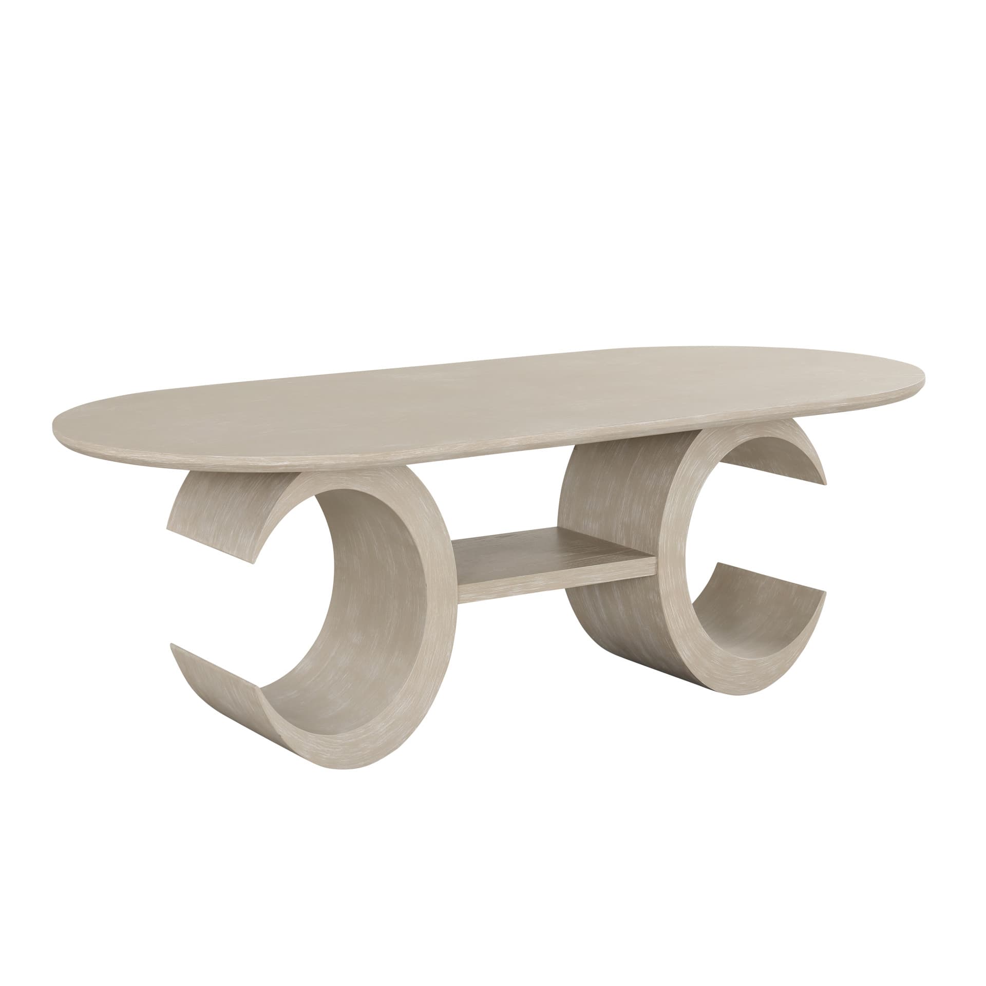 Gwendolyn Oval Dining Table Base, Cerused Taupe