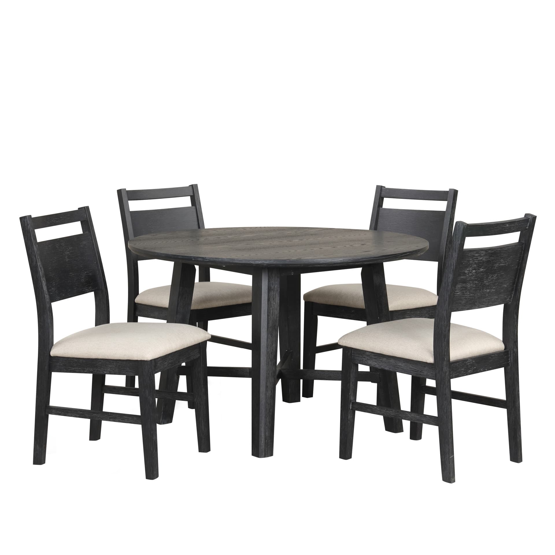Sable Crest 5-Piece Round Dining Table & 4 Chairs, Black
