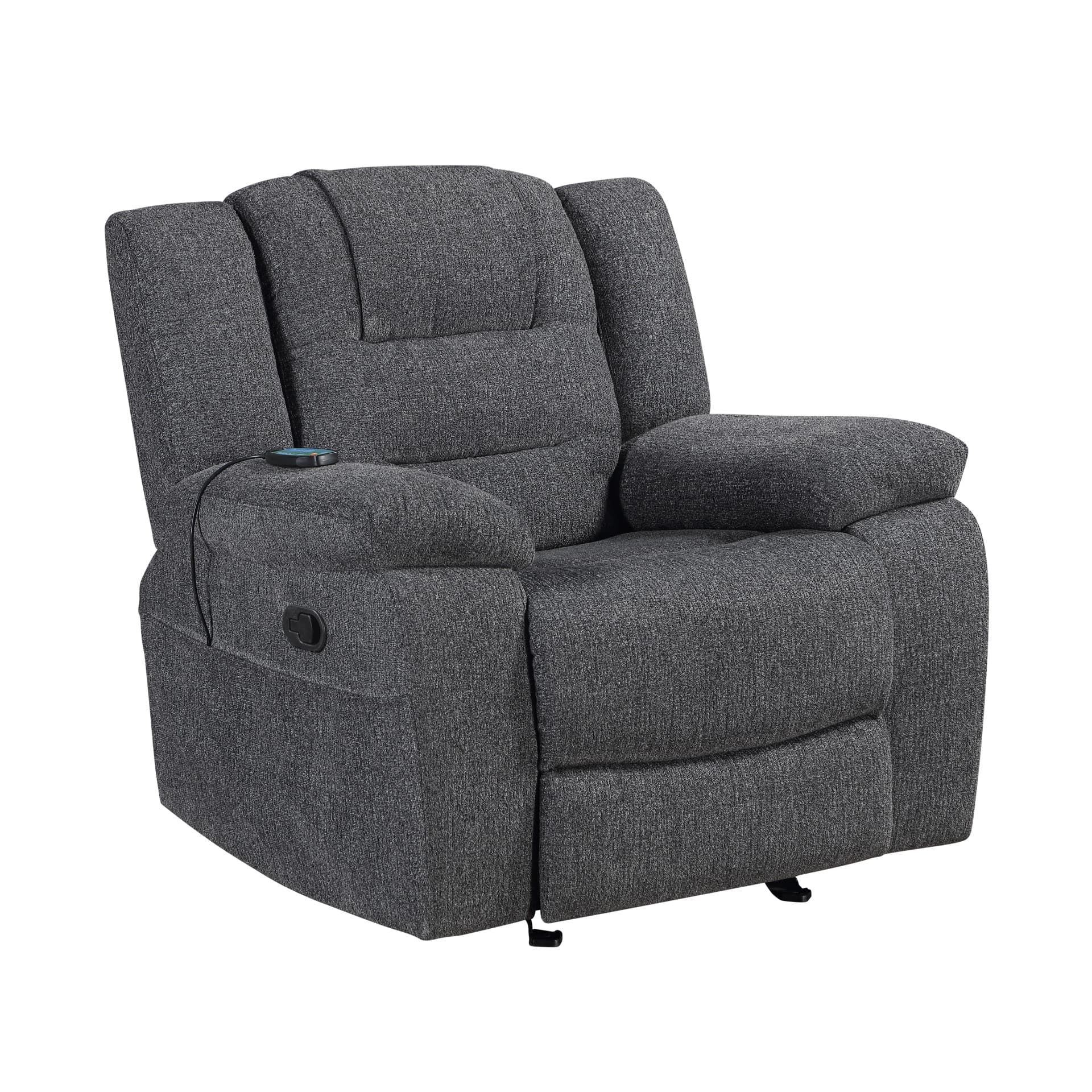 Redondo Glider Recliner with Heat and Massage, Dark Gray