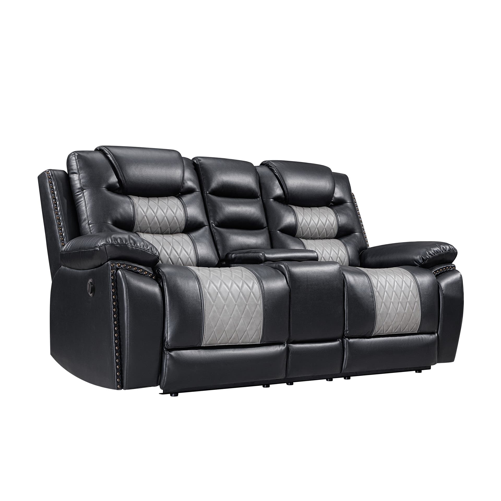 Nikko Console Loveseat with Power Fr-Black/gray