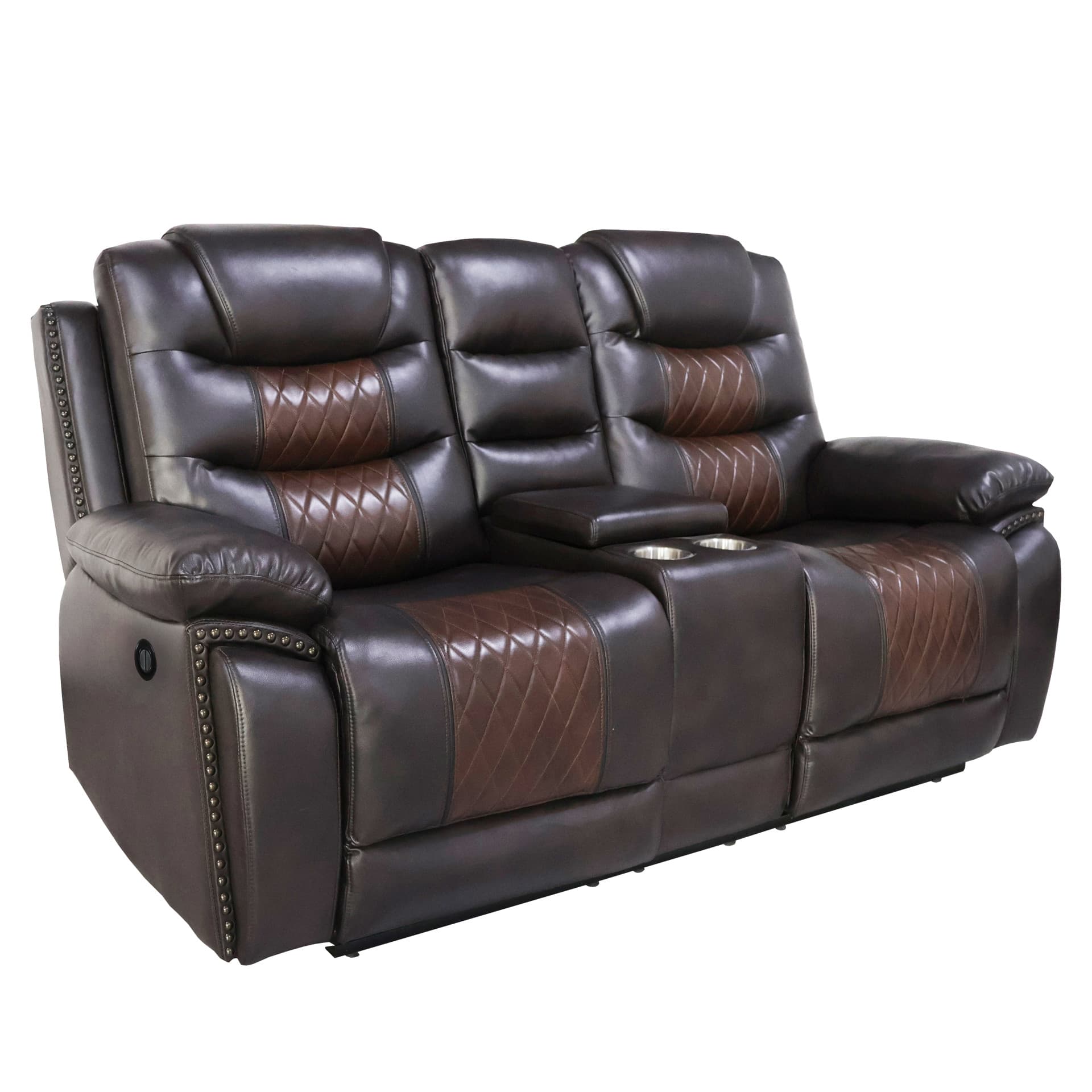 Nikko Console Loveseat with Power Fr, Brown