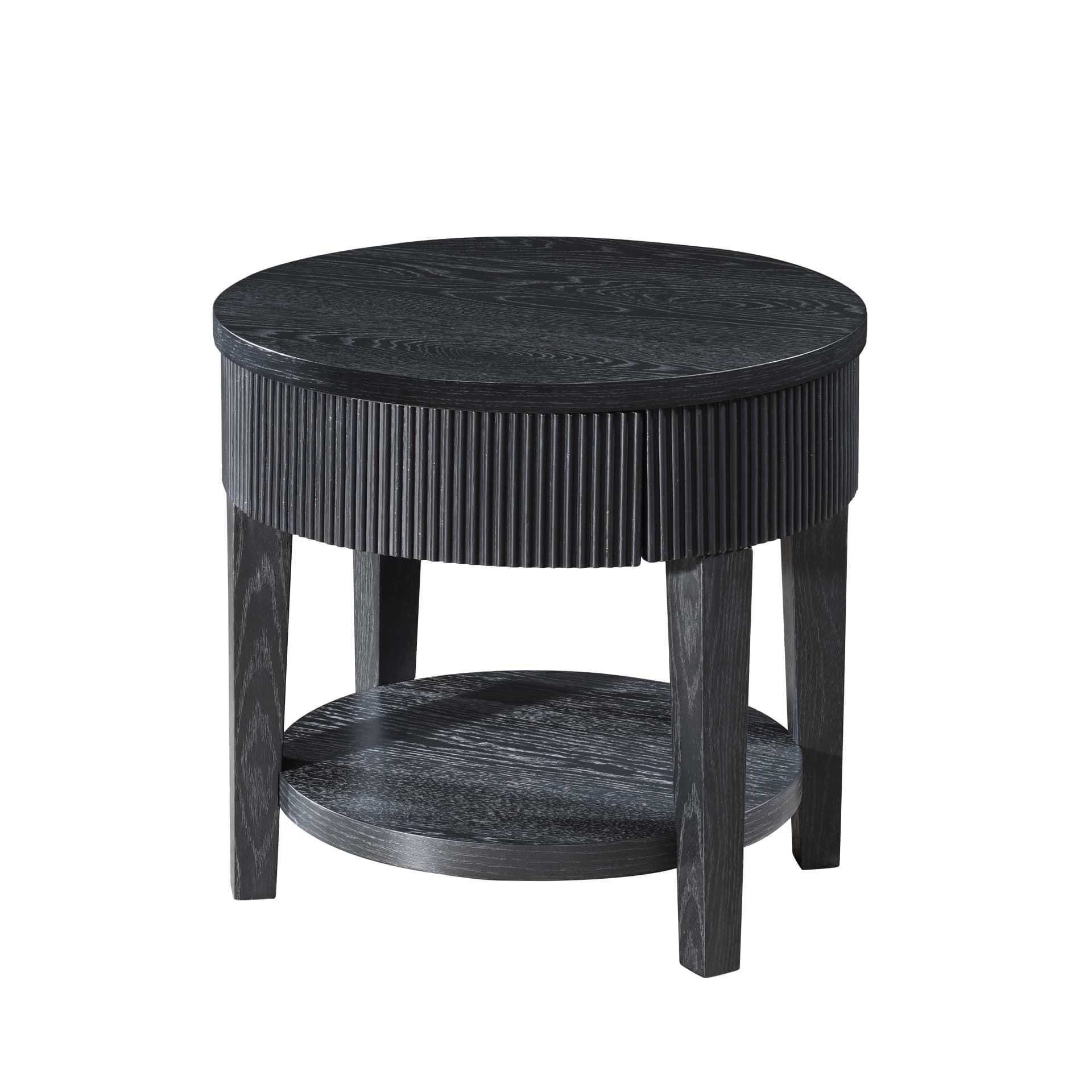 Tate Round One Drawer End Table, Black
