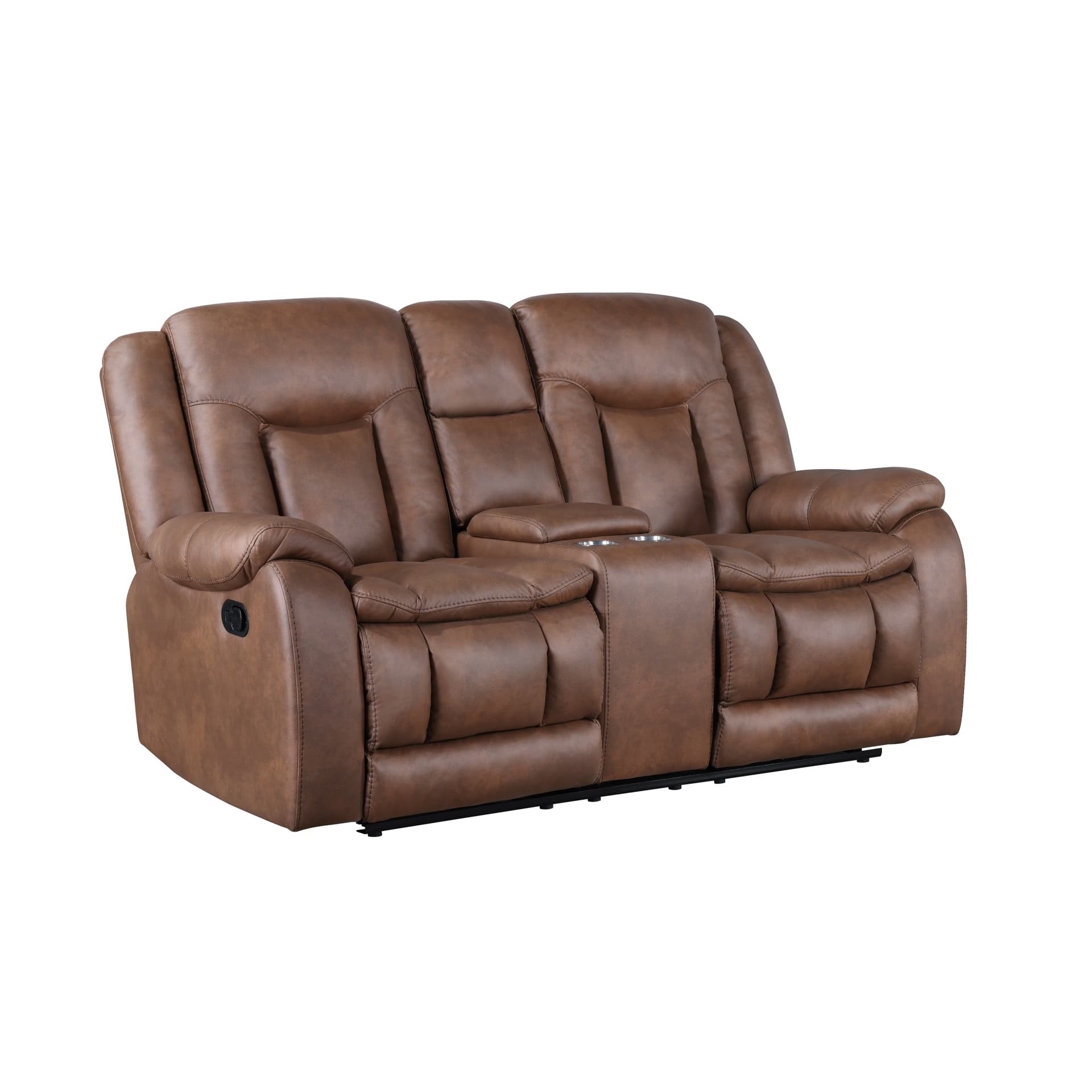 Morello Console Loveseat with Dual Recliners, Brown