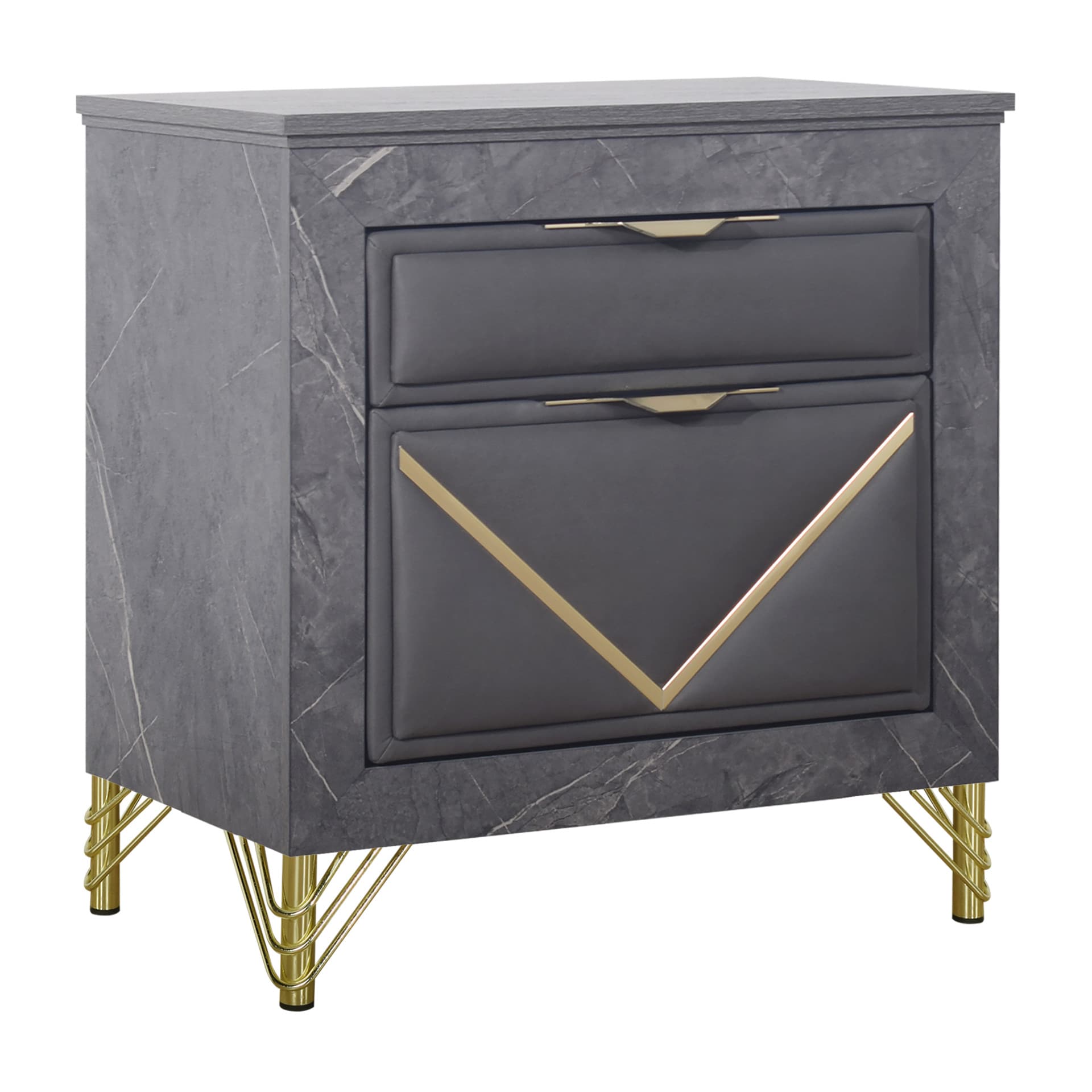 Symmetry 2 Drawer Nightstand, Charcoal