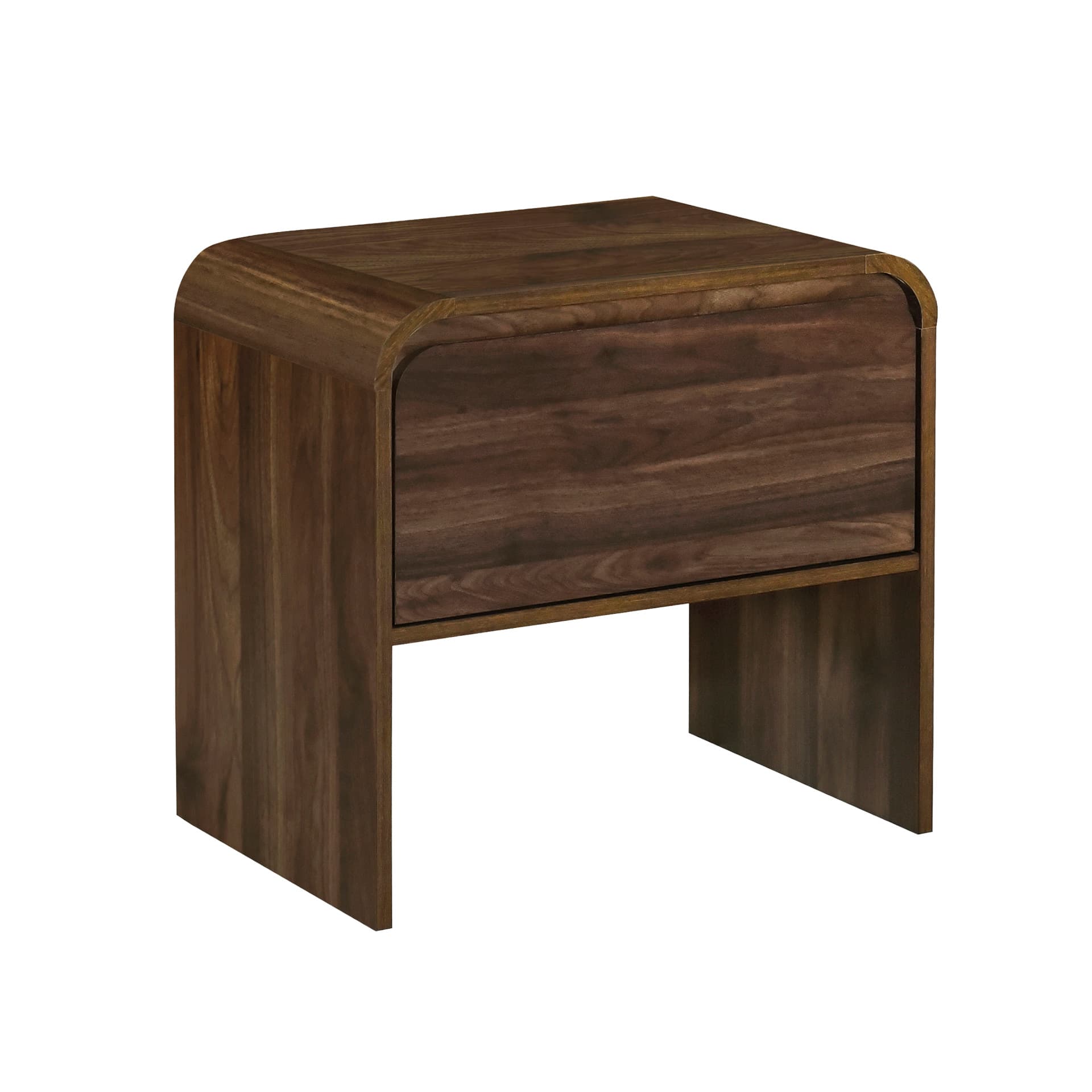 Mara One Drawer End Table / Bedside Table, Walnut