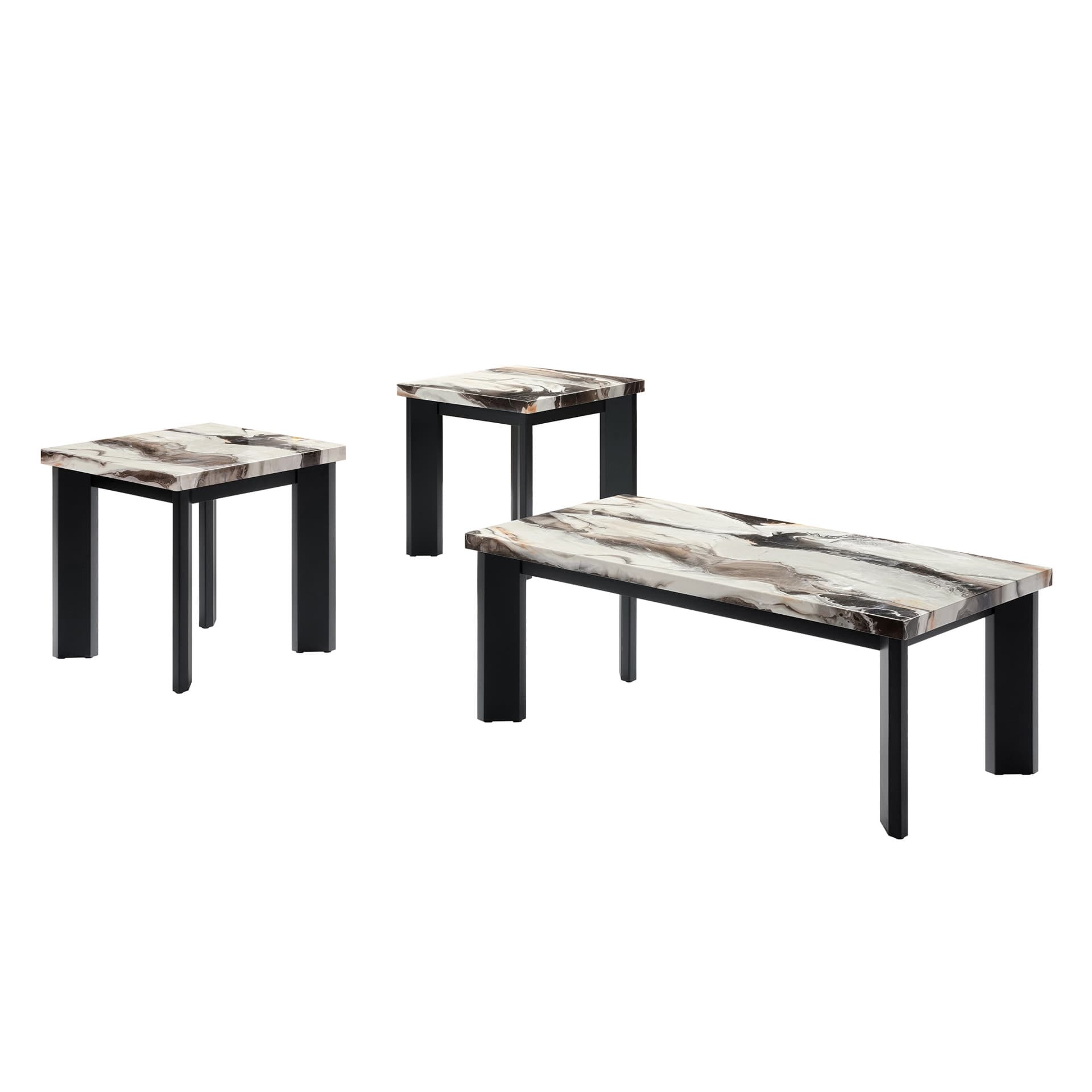 Strata Faux Marble 3-Piece Occasional Set- 1 Coffee & 2 End Tabl
