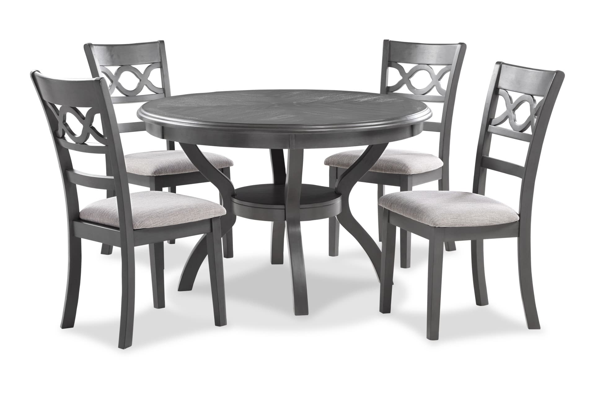 Cori Round Dining 5-Piece Set, Gray