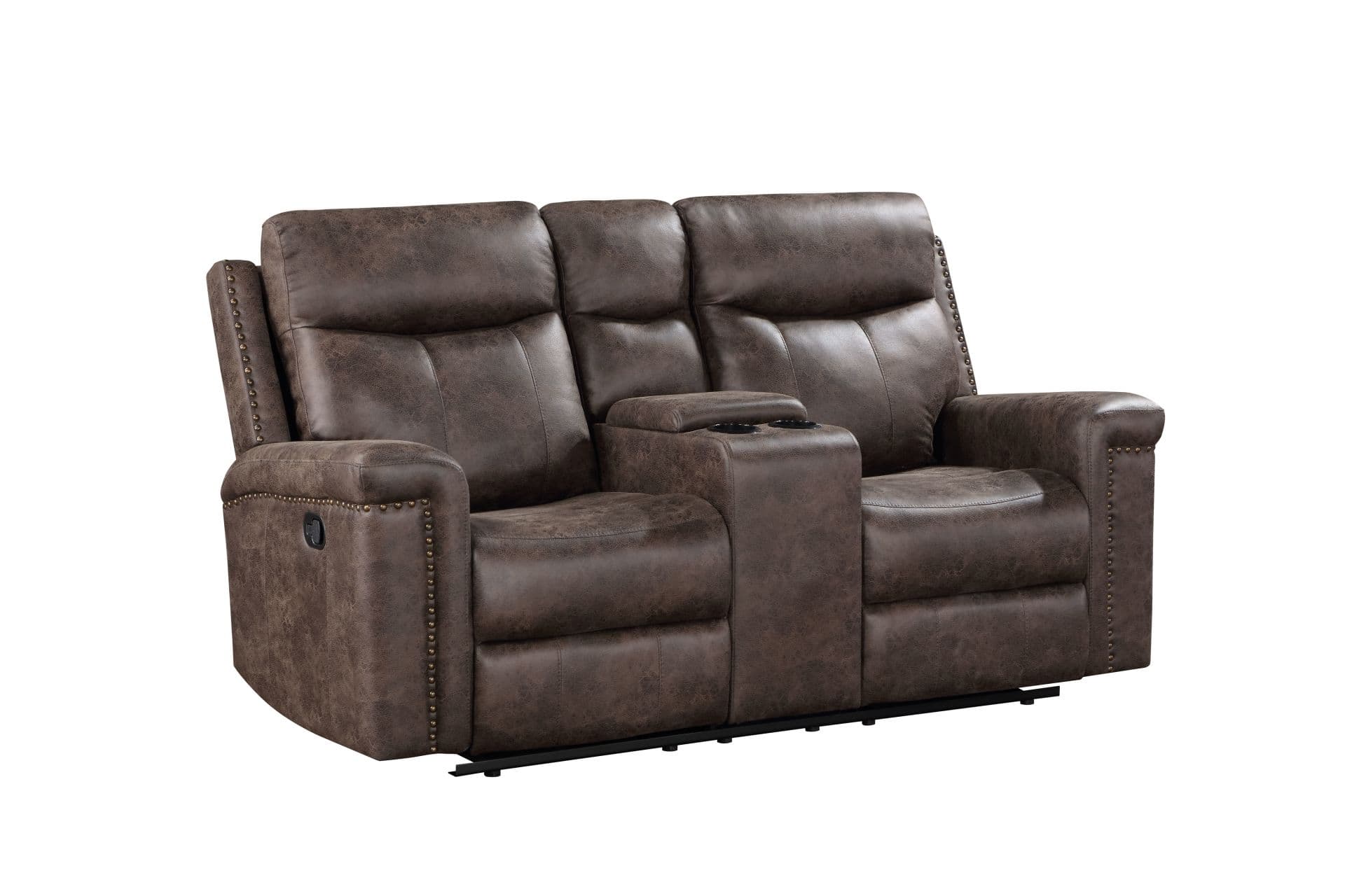 Quade Console Loveseat with Dual Recliners, Mocha