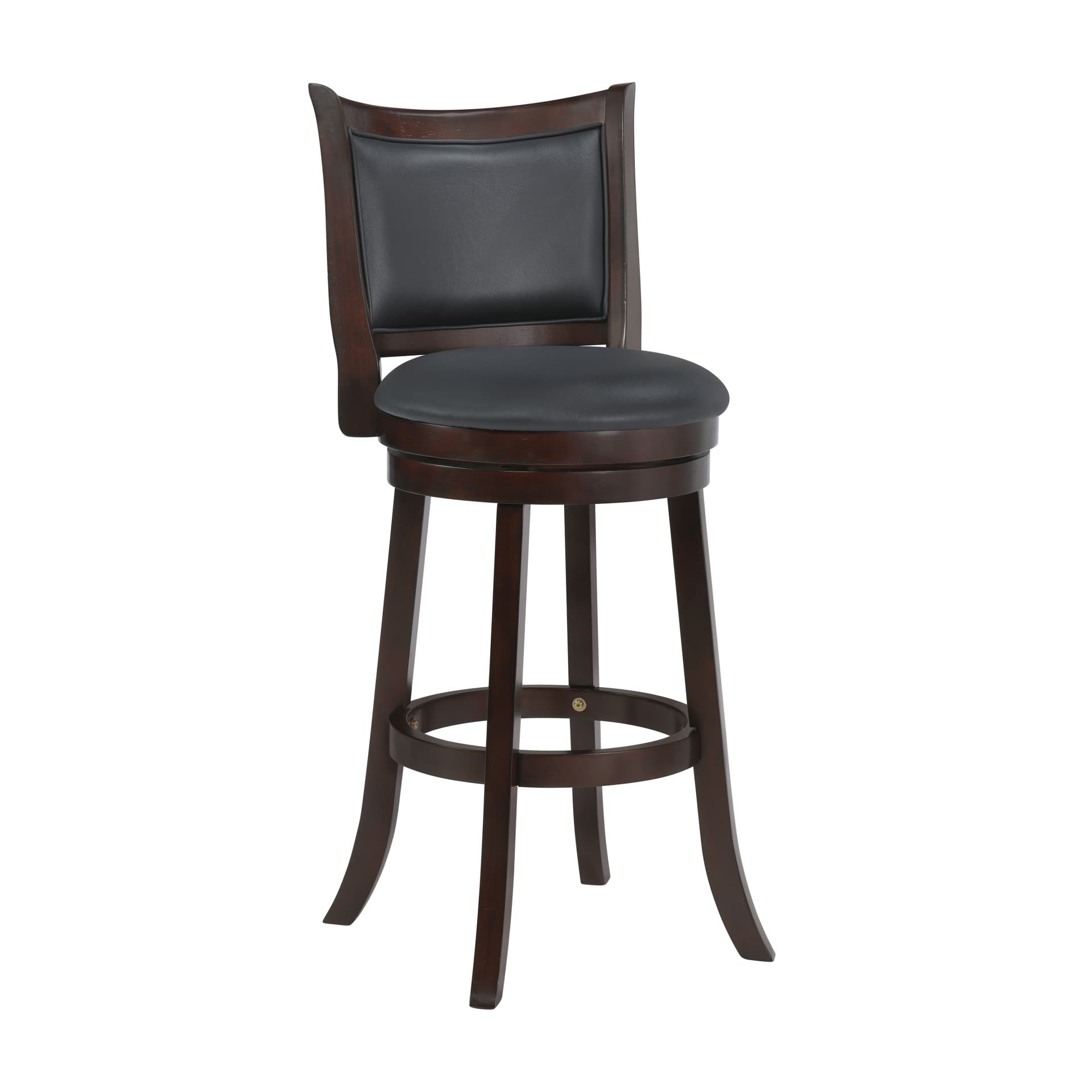 Bristol 29" Bar Stool with Black Pu Cushions, Dark Brown