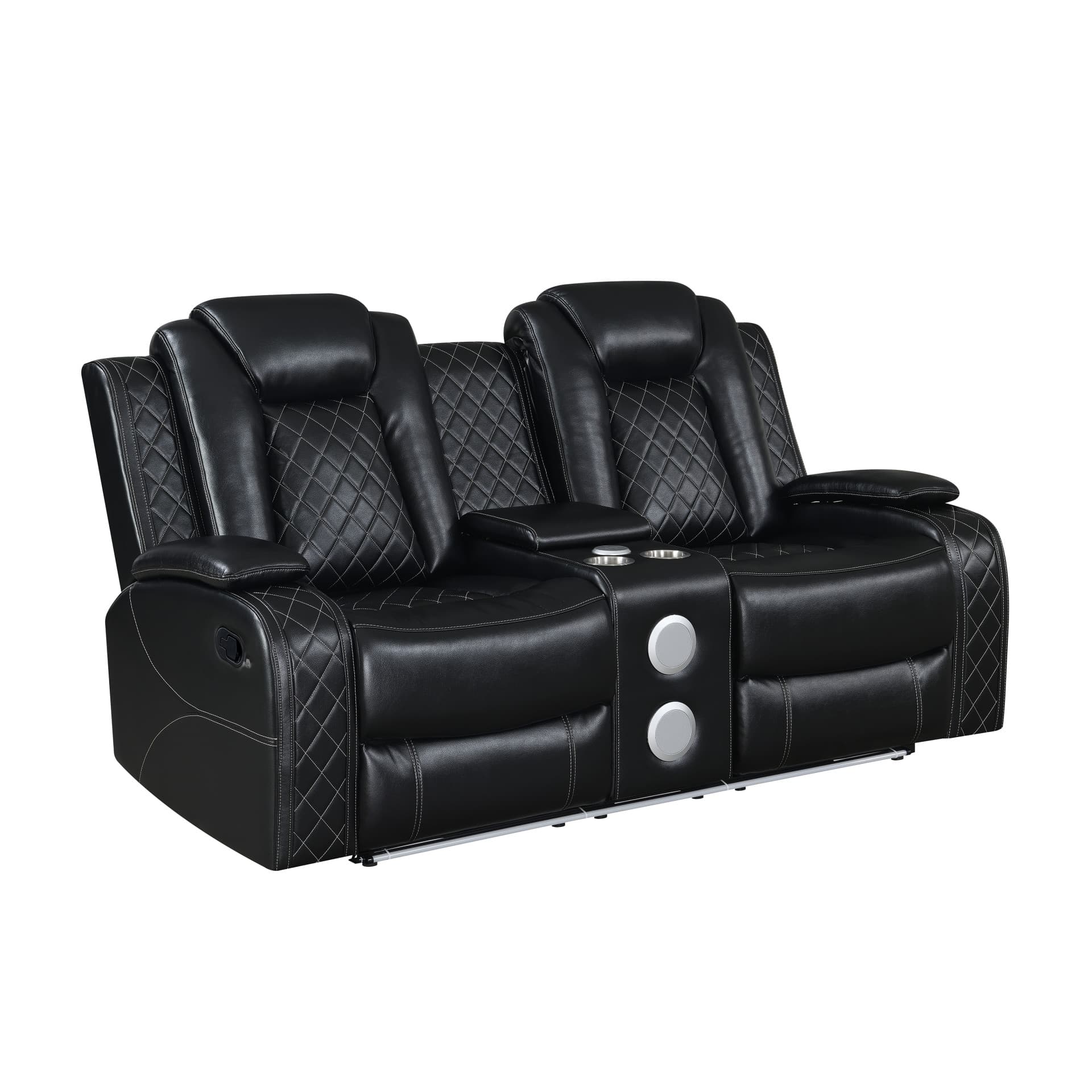 Orion Ii Console Loveseat with Dual Recliners, Black