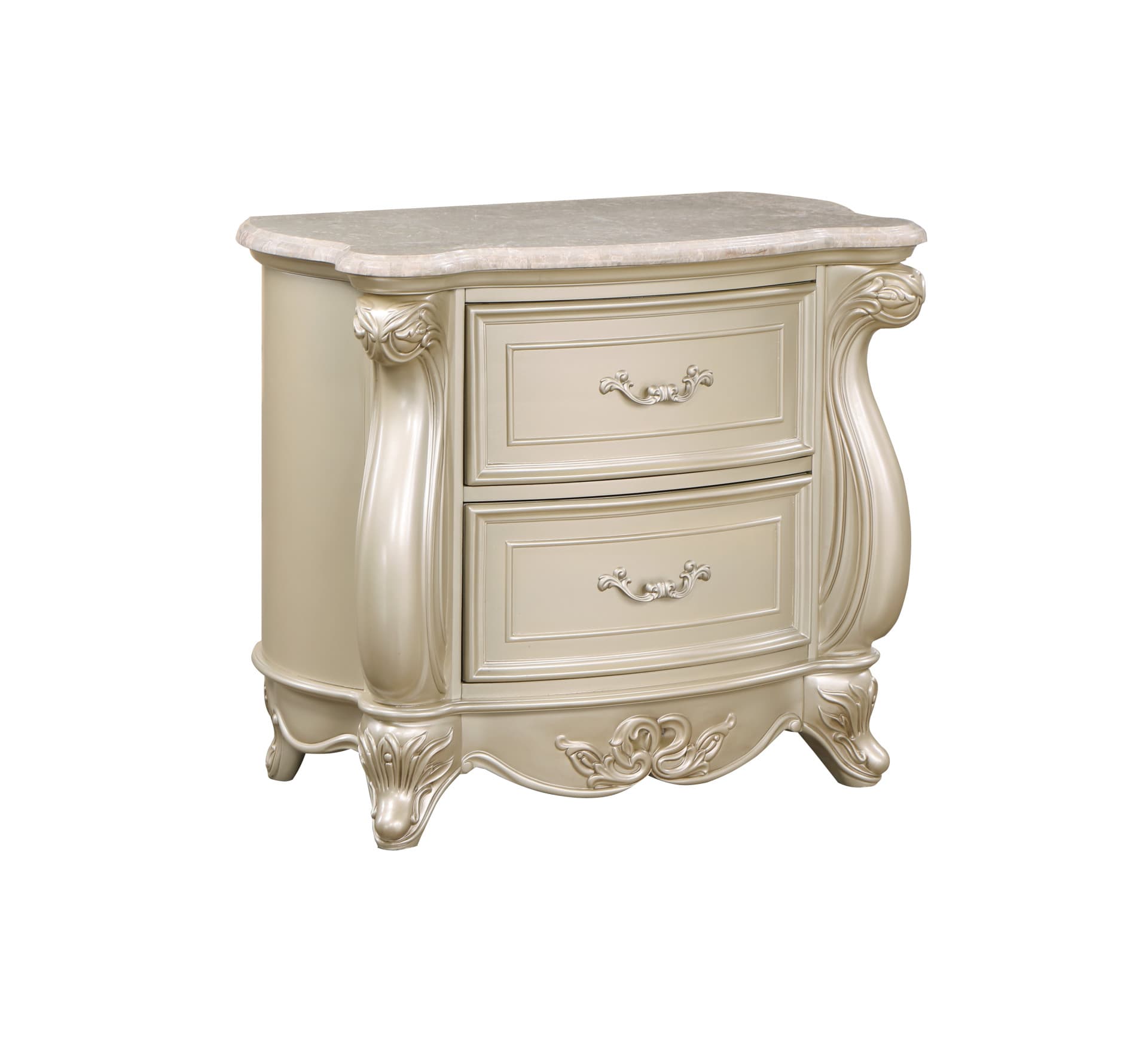 Monique Nightstand with Marble Top, Champagne