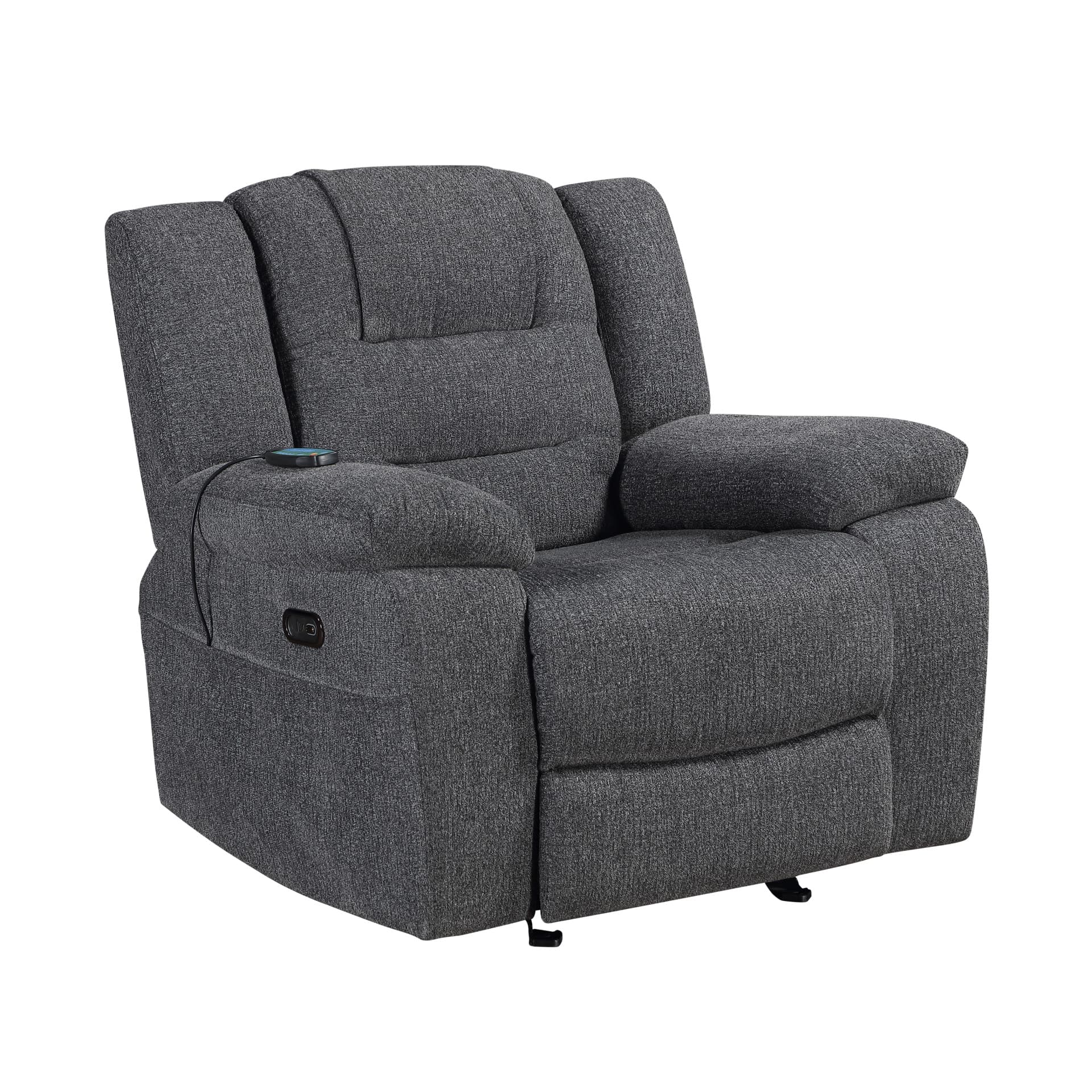 Redondo Glider Recliner with Heat, Massage, Power Fr, Dark Gray