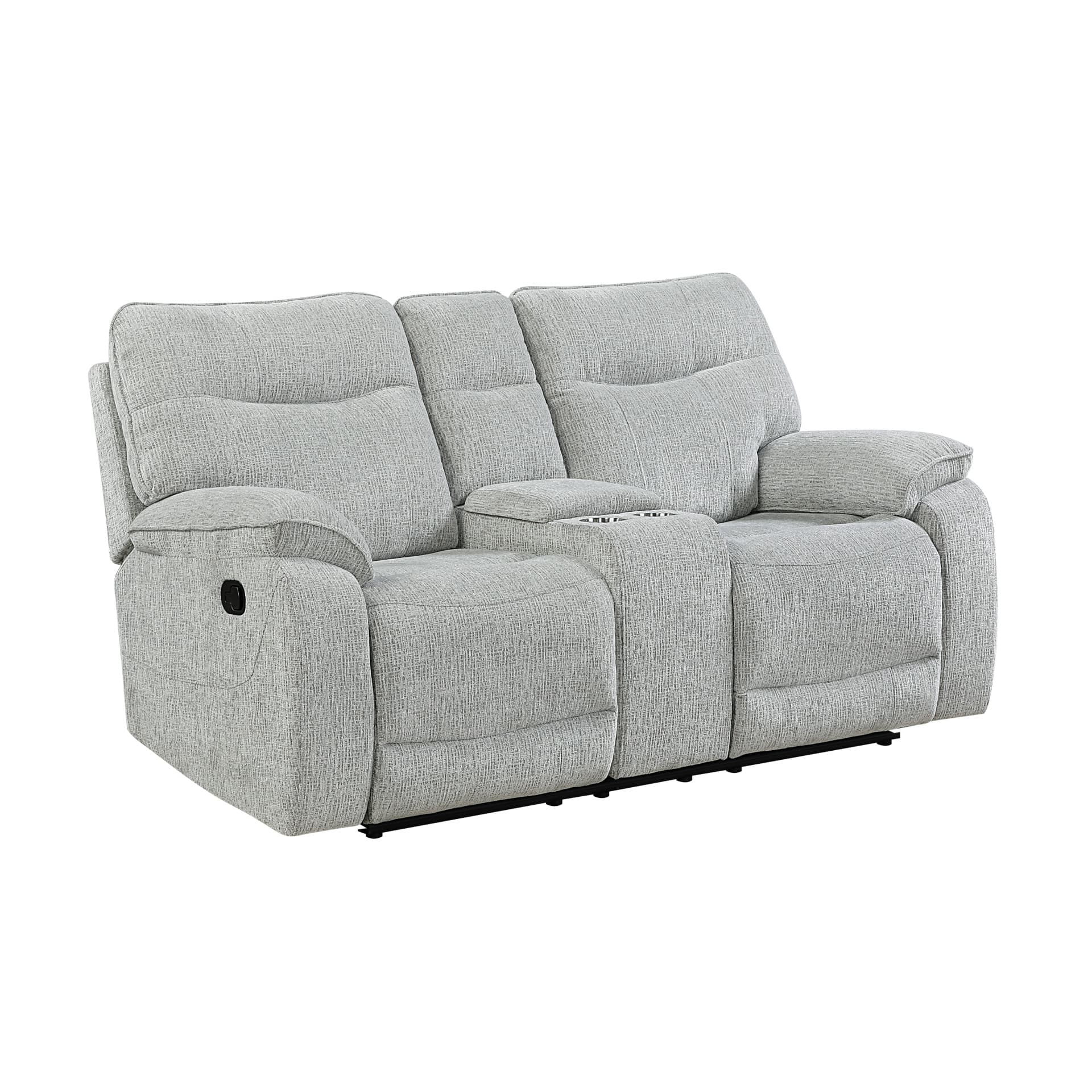 Chablis Reclining Console Loveseat, Mist Gray