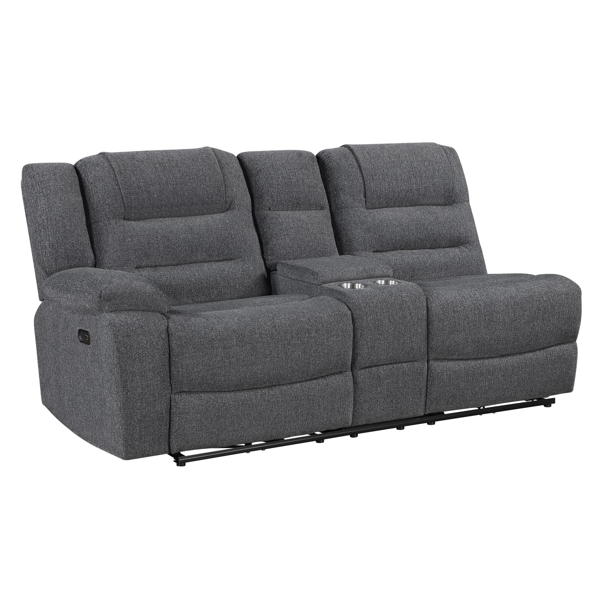 Redondo Left-Arm Facing Console Loveseat with 2 Recliners Power Fr, Dark Gray