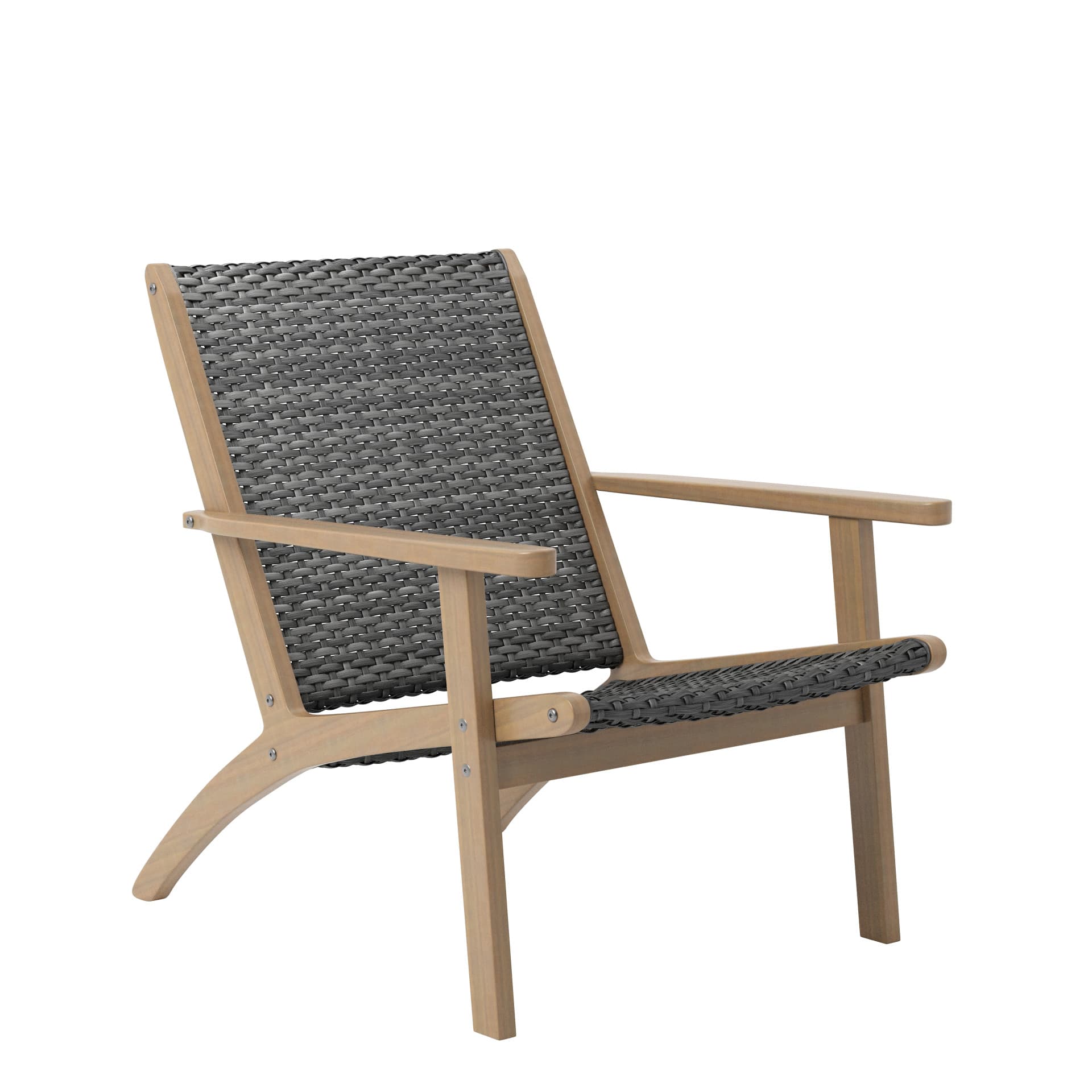 Radius Patio Wood and Gray Wicker Side Chair (2 Per Carton)