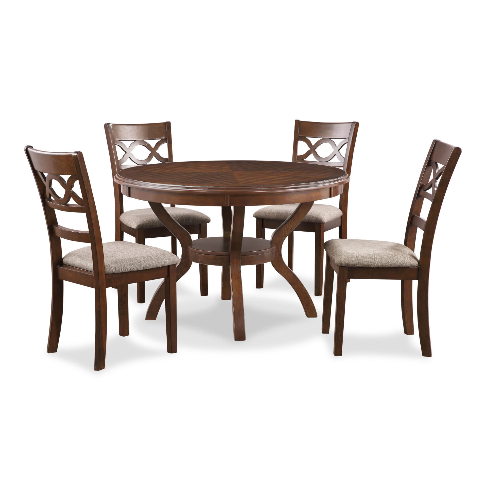Cori Round Dining 5-Piece Set, Brown Cherry