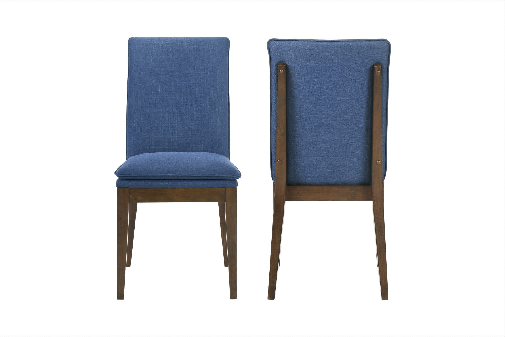 Maggie Dining Chair with Blue Cushion, Walnut