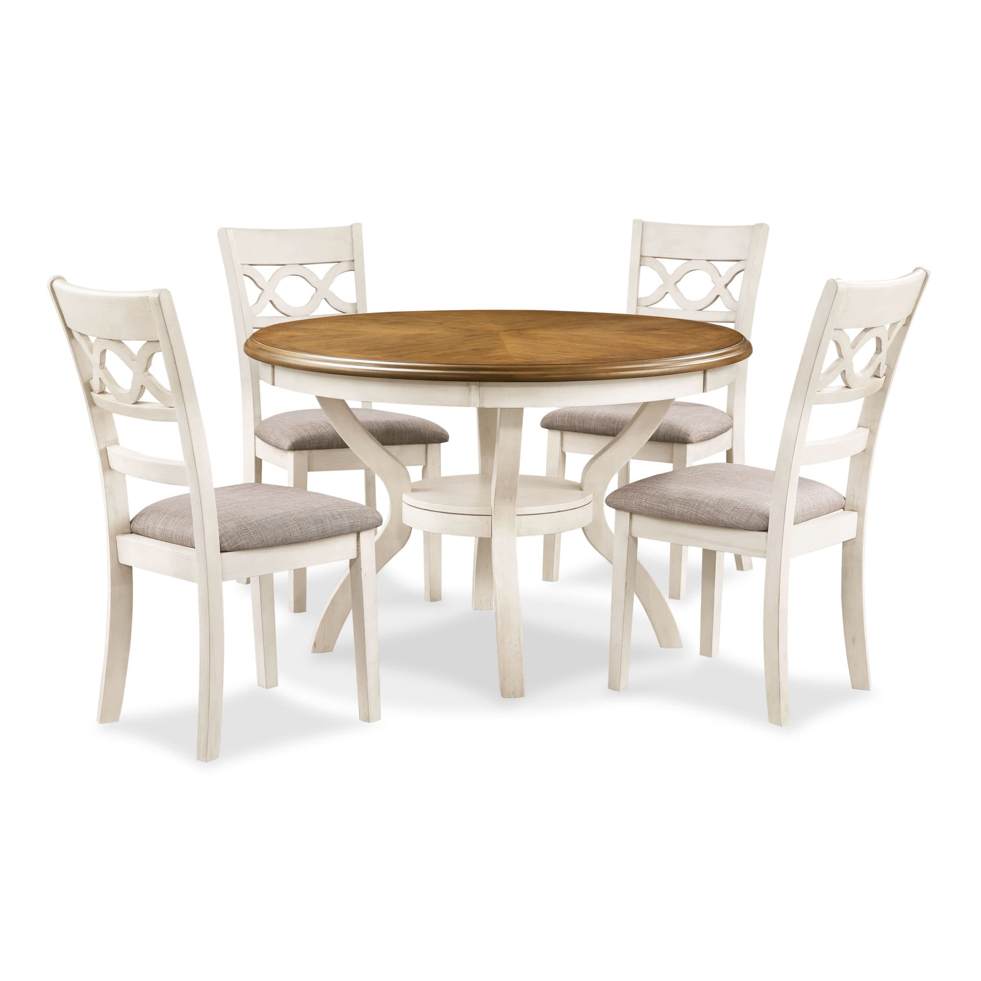 Cori Round Dining 5-Piece Set-Bisque/brown