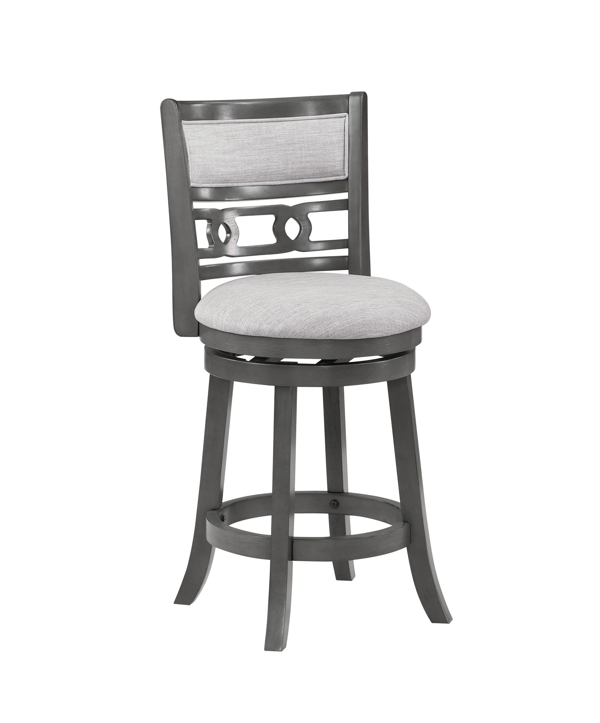 Gia 24" Swivel Counter Stool, Gray with Gray Fabric Seat