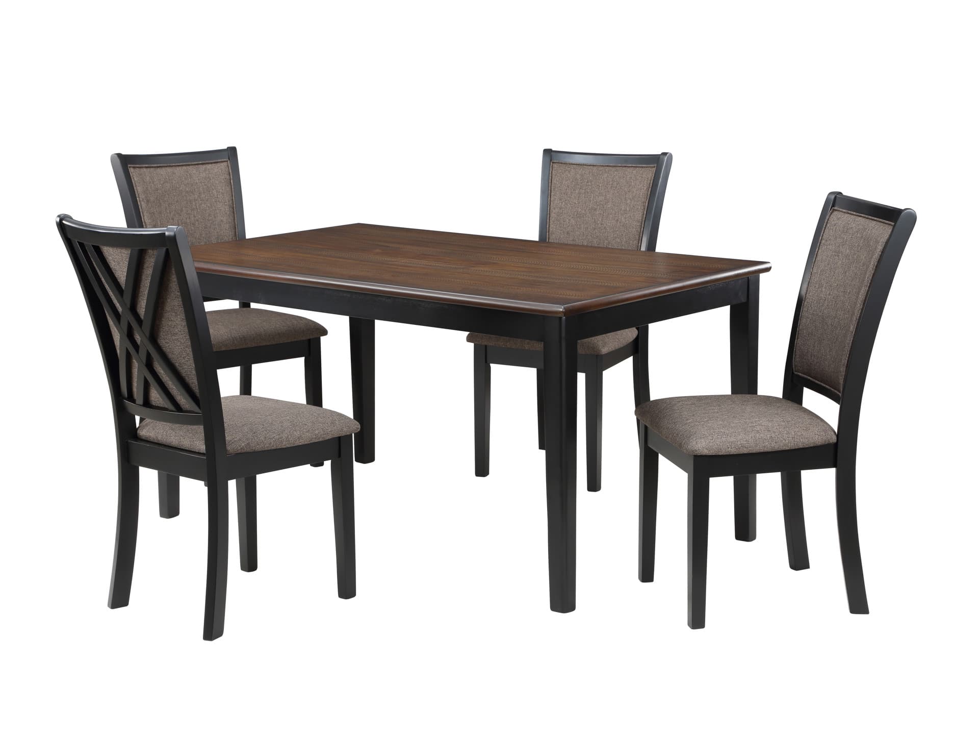 Potomac 60" Rectangle Dining Table & 4 Chairs-Brown/black