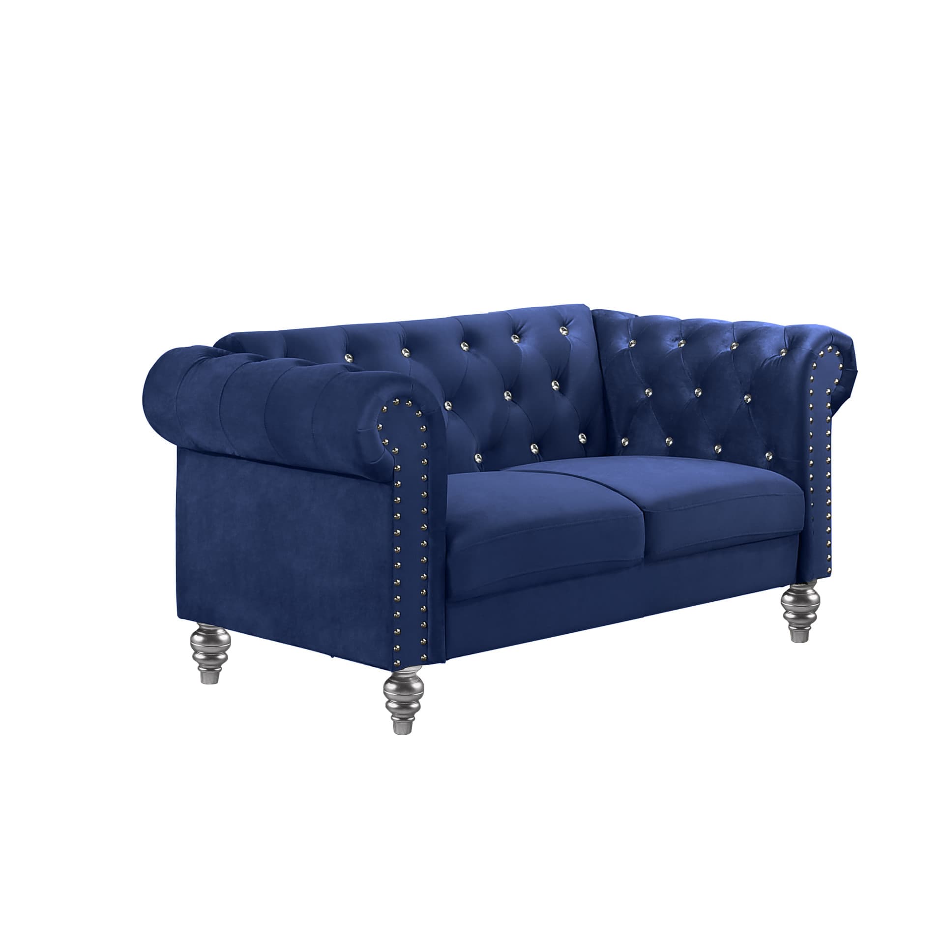Emma Crystal Loveseat, Royal Blue