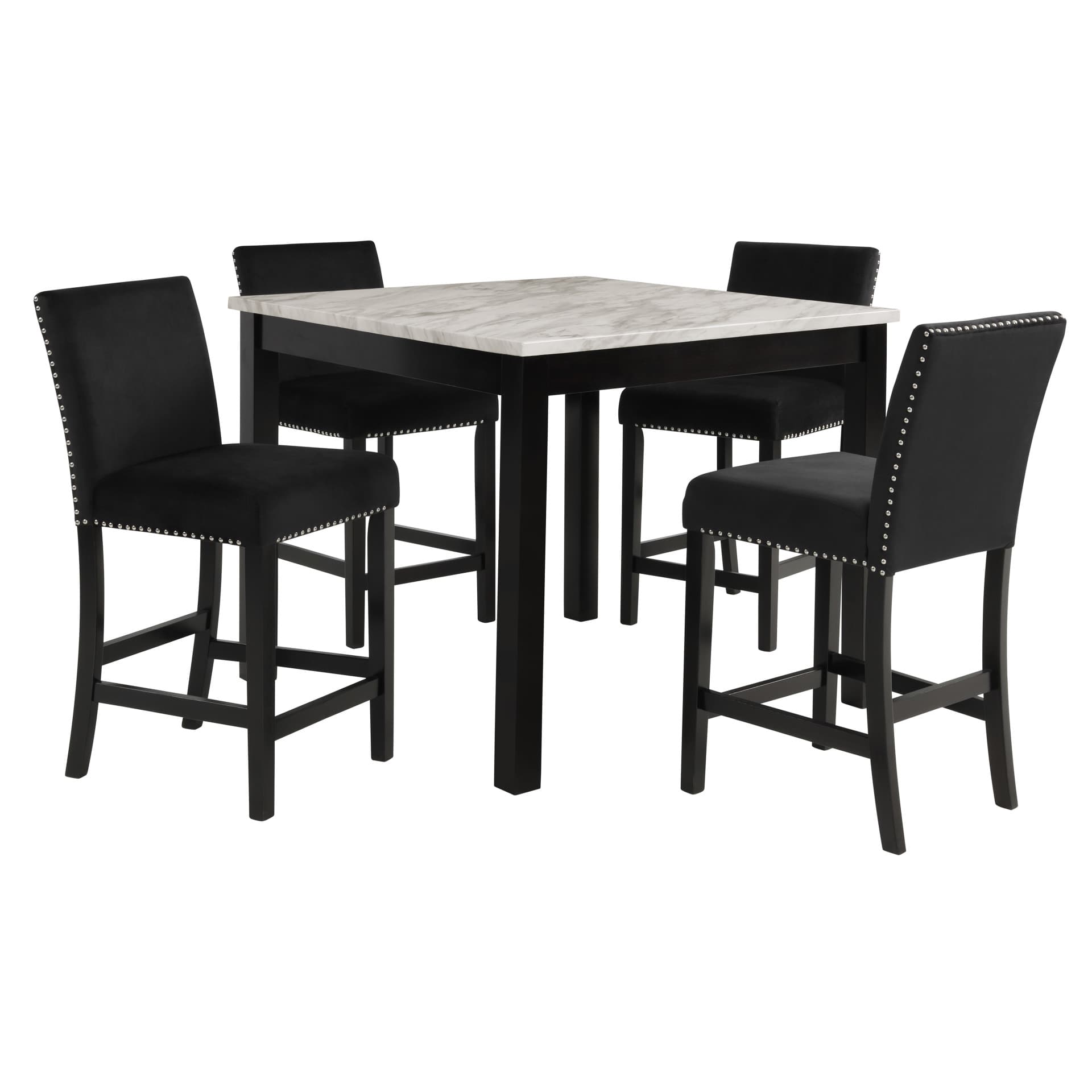 Celeste 5pc 42" Marble Finish Counter Table & 4 Chairs