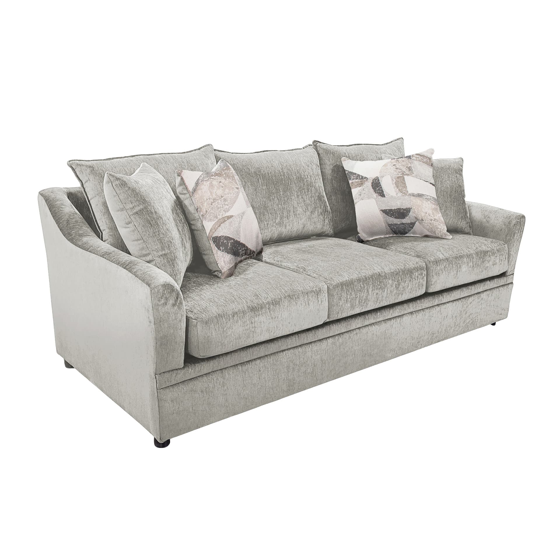 Sylvie Sofa with 4 Accent Pillows, Lush Silver Gray
