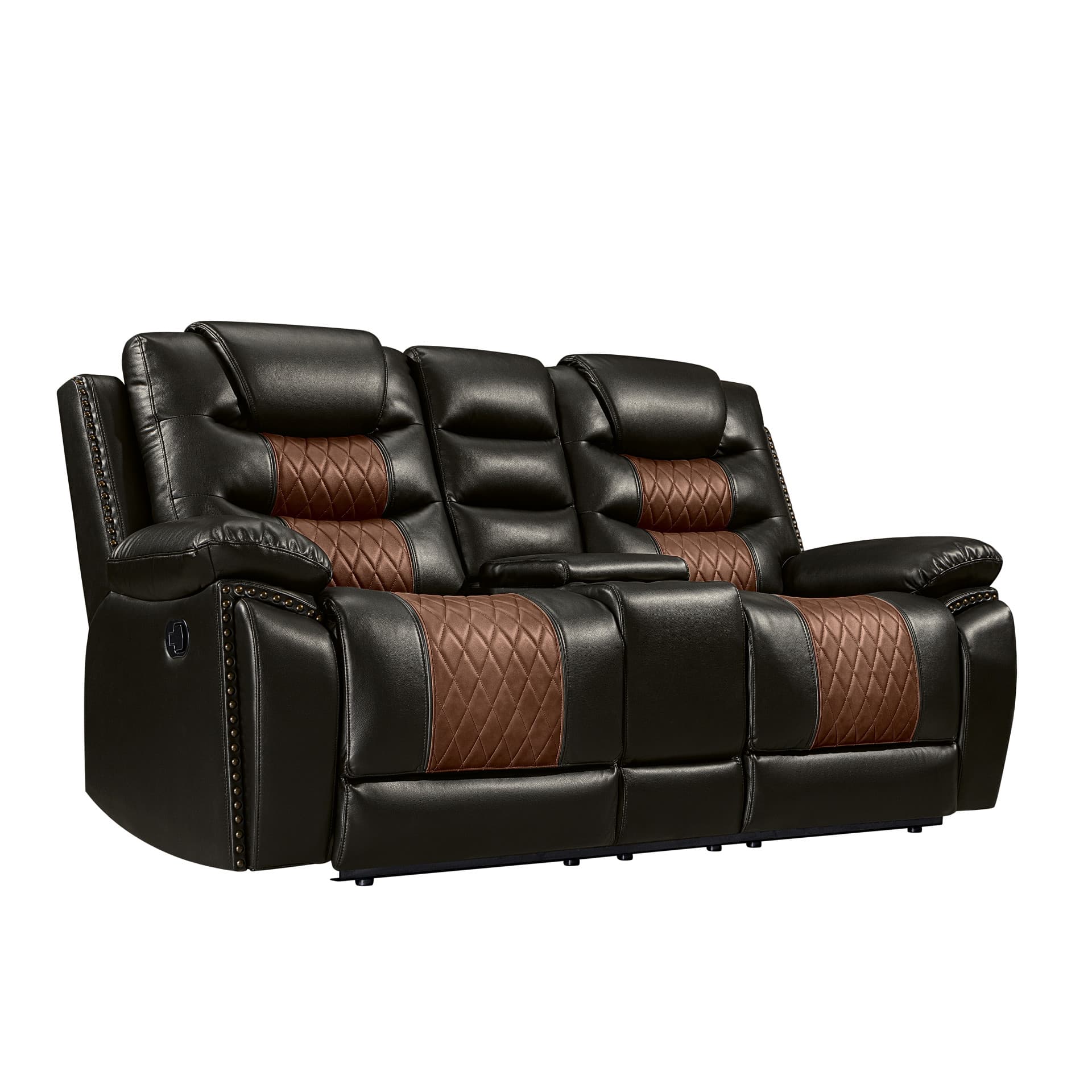 Nikko Console Loveseat with Dual Recliners, Brown